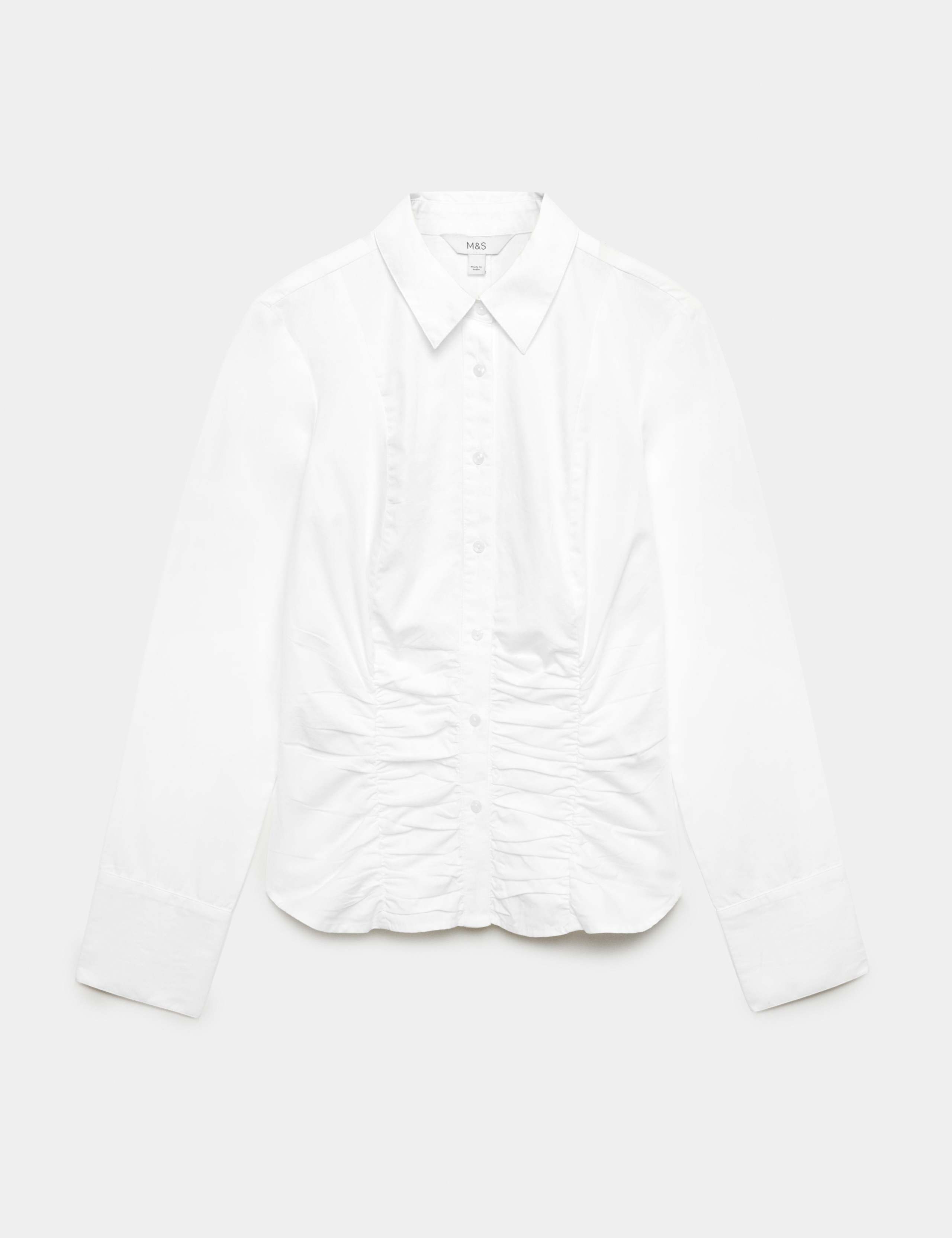 Pure Cotton Ruched Detail Shirt 2 of 6