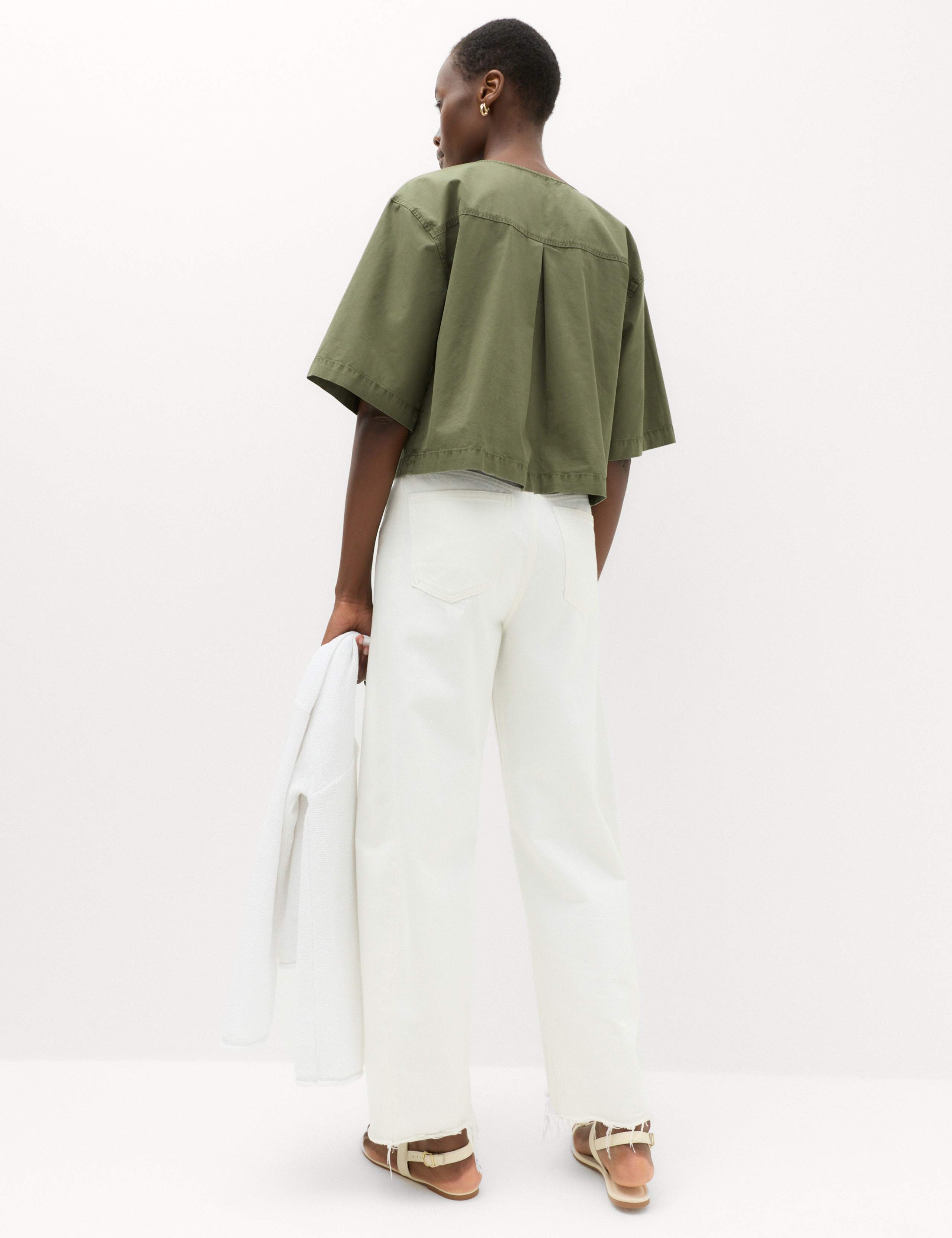 Pure Cotton Utility Tie Front Cropped Blouse 4 of 6