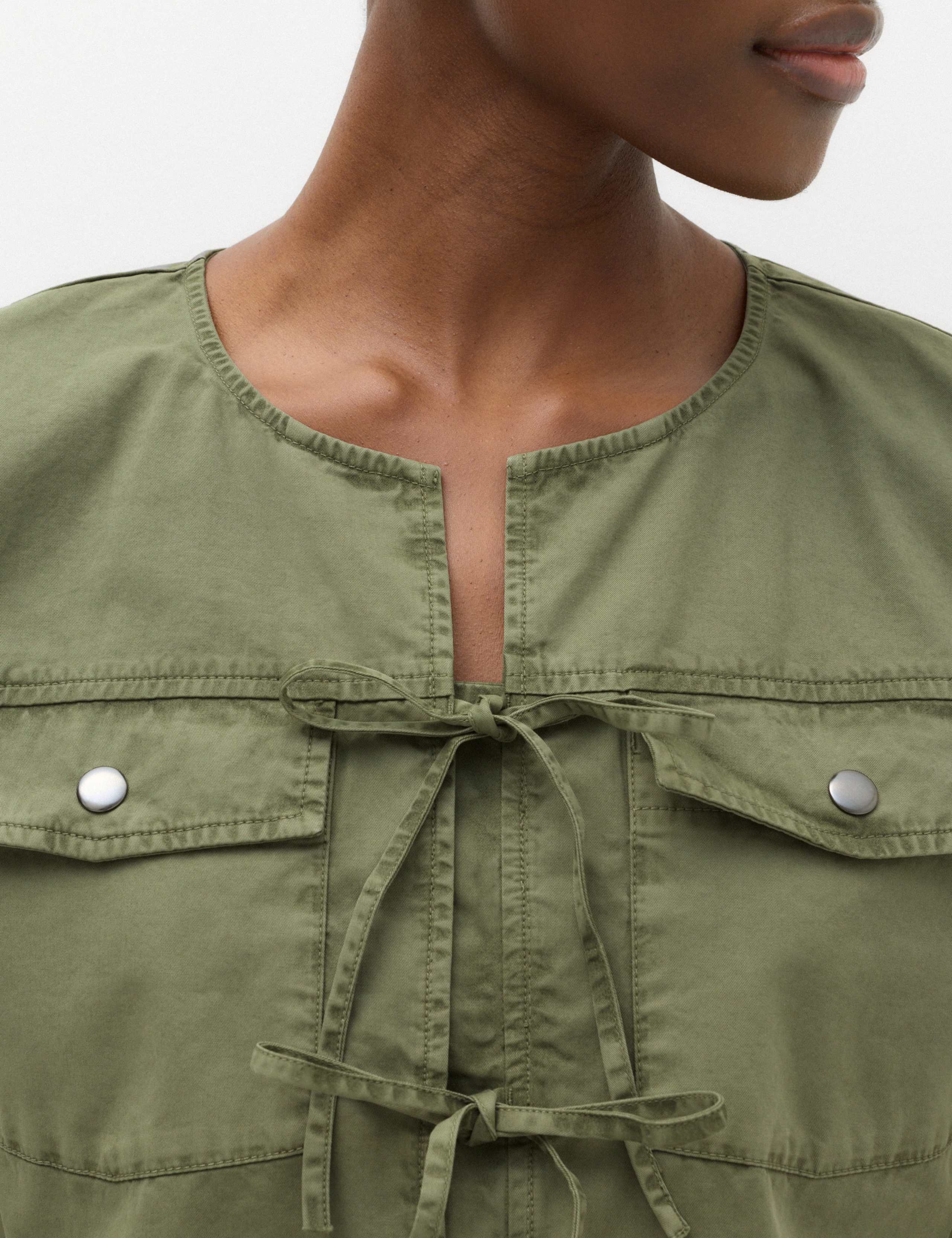Pure Cotton Utility Tie Front Cropped Blouse 5 of 6