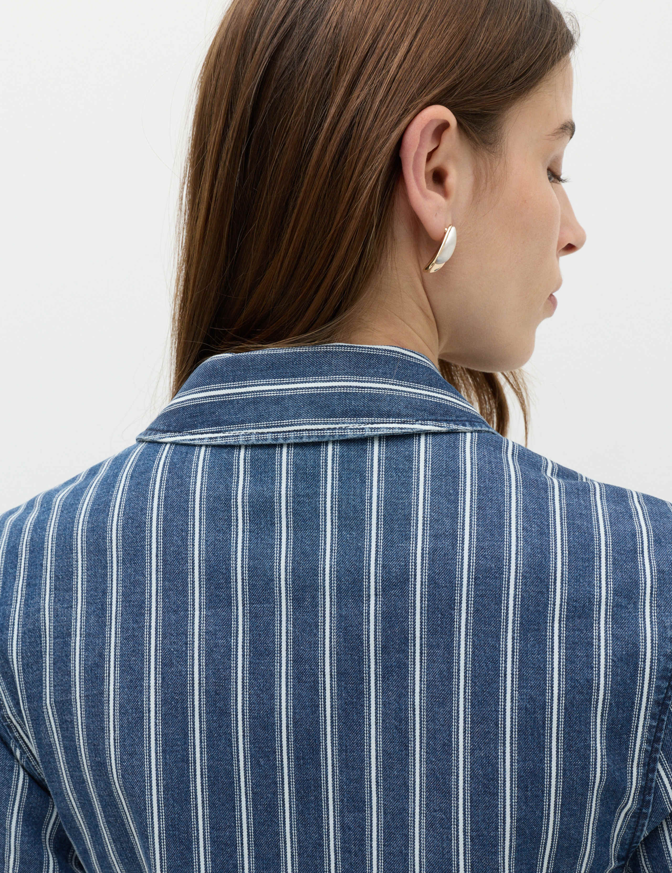 Denim Striped Wrap Shirt 3 of 7