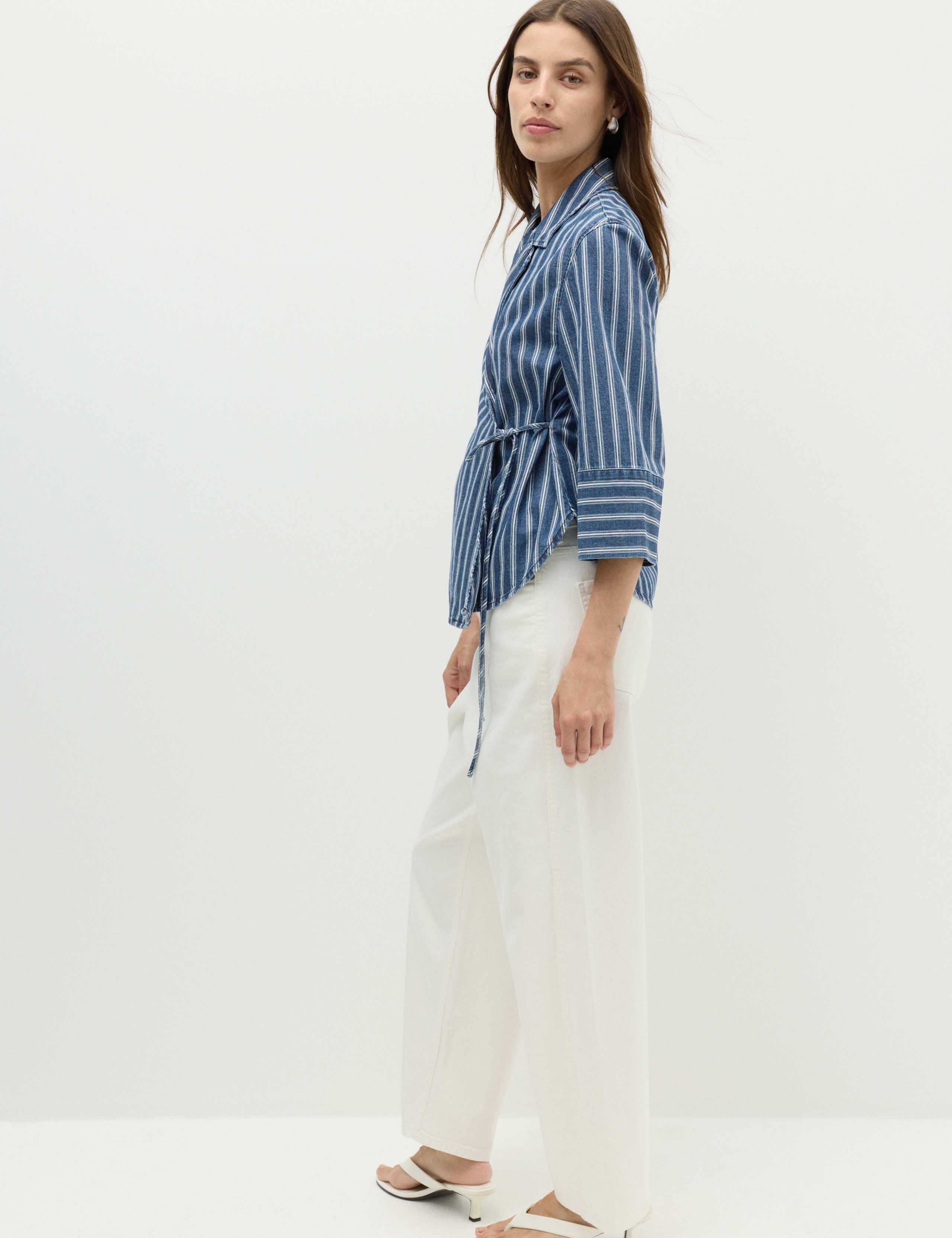 Denim Striped Wrap Shirt 5 of 7