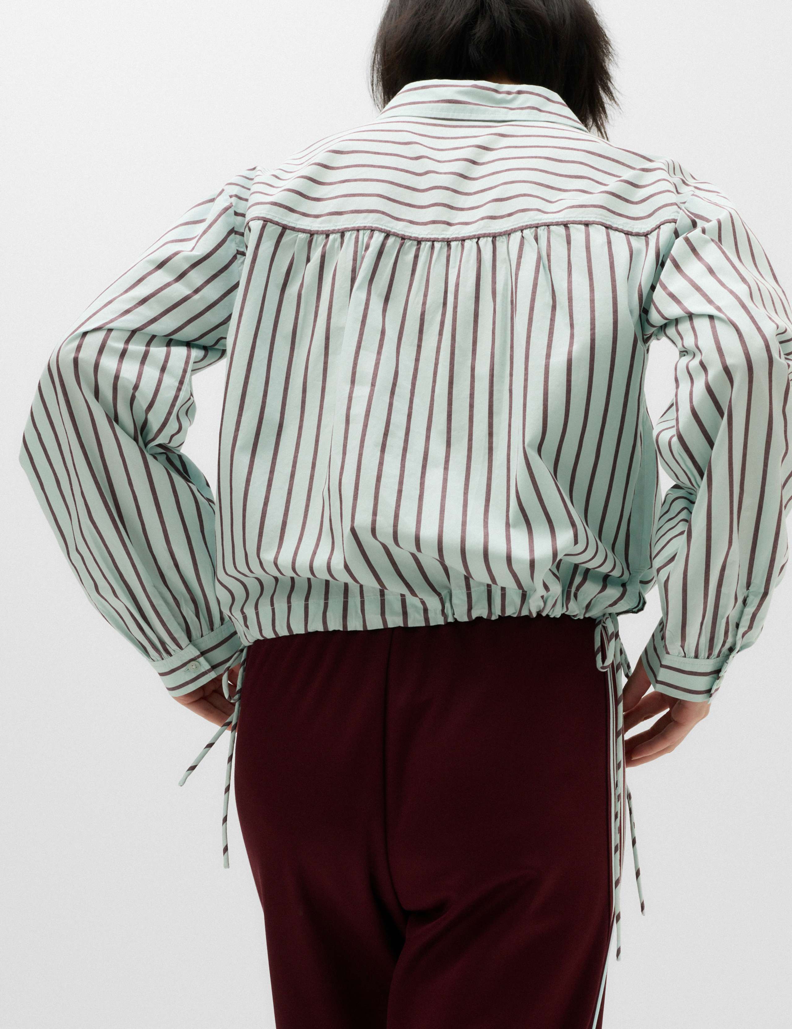 Pure Cotton Striped Collared Cropped Shirt 5 of 6