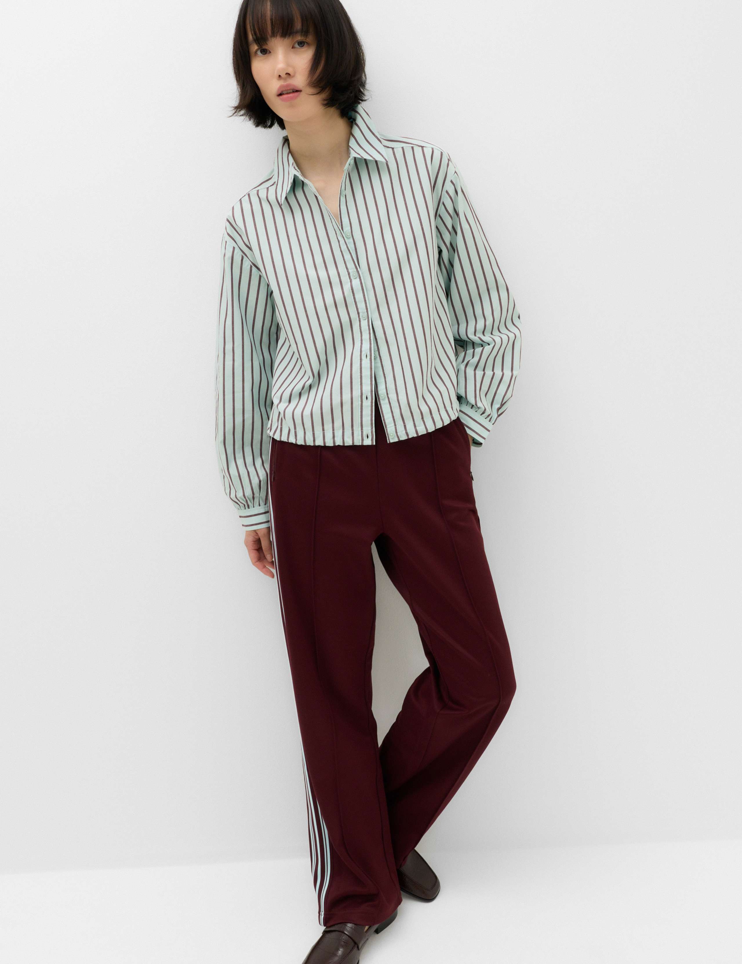 Pure Cotton Striped Collared Cropped Shirt 6 of 6