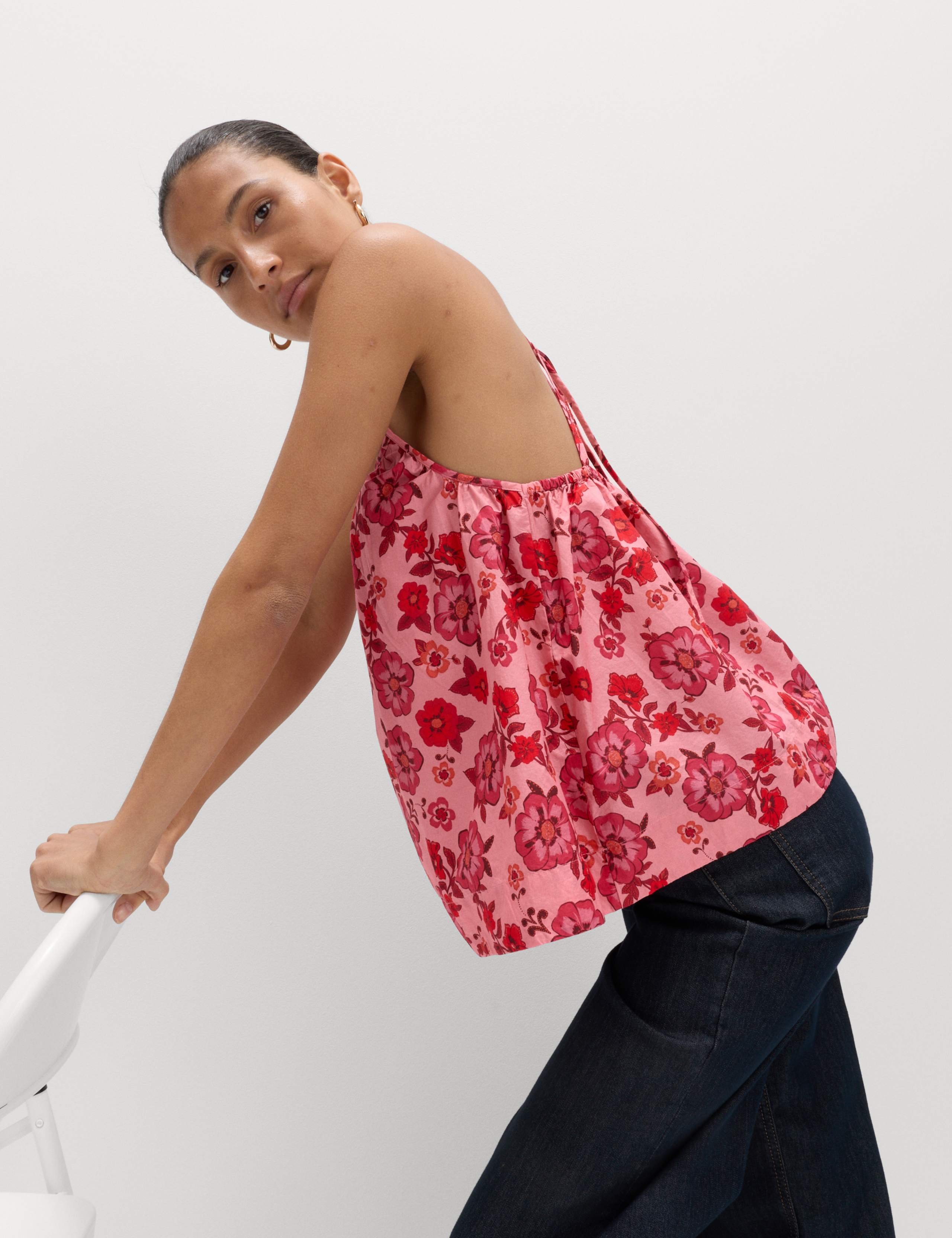 Pure Cotton Floral Tie Back Cami Top 5 of 6