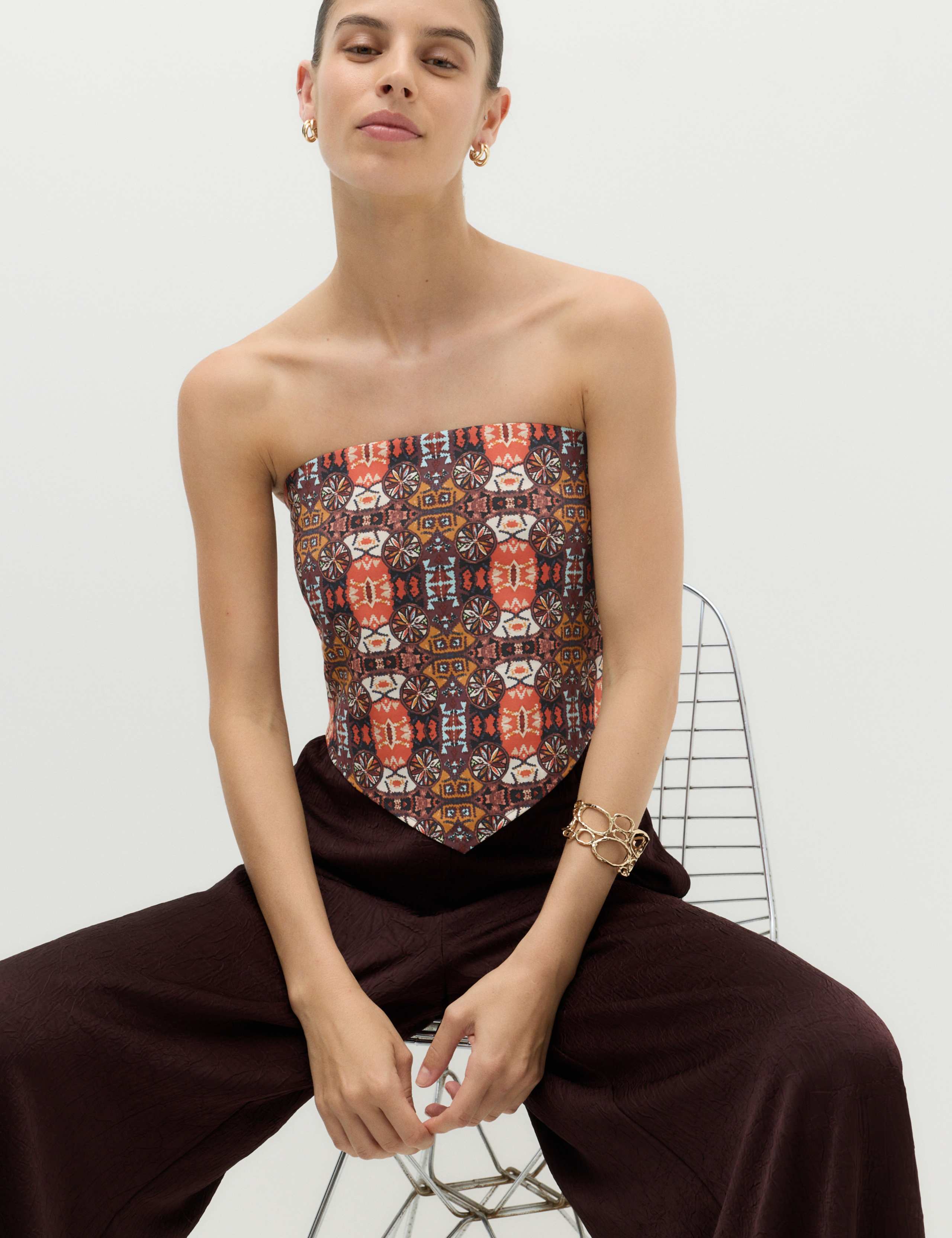 Printed Bandeau Scarf Top 1 of 6