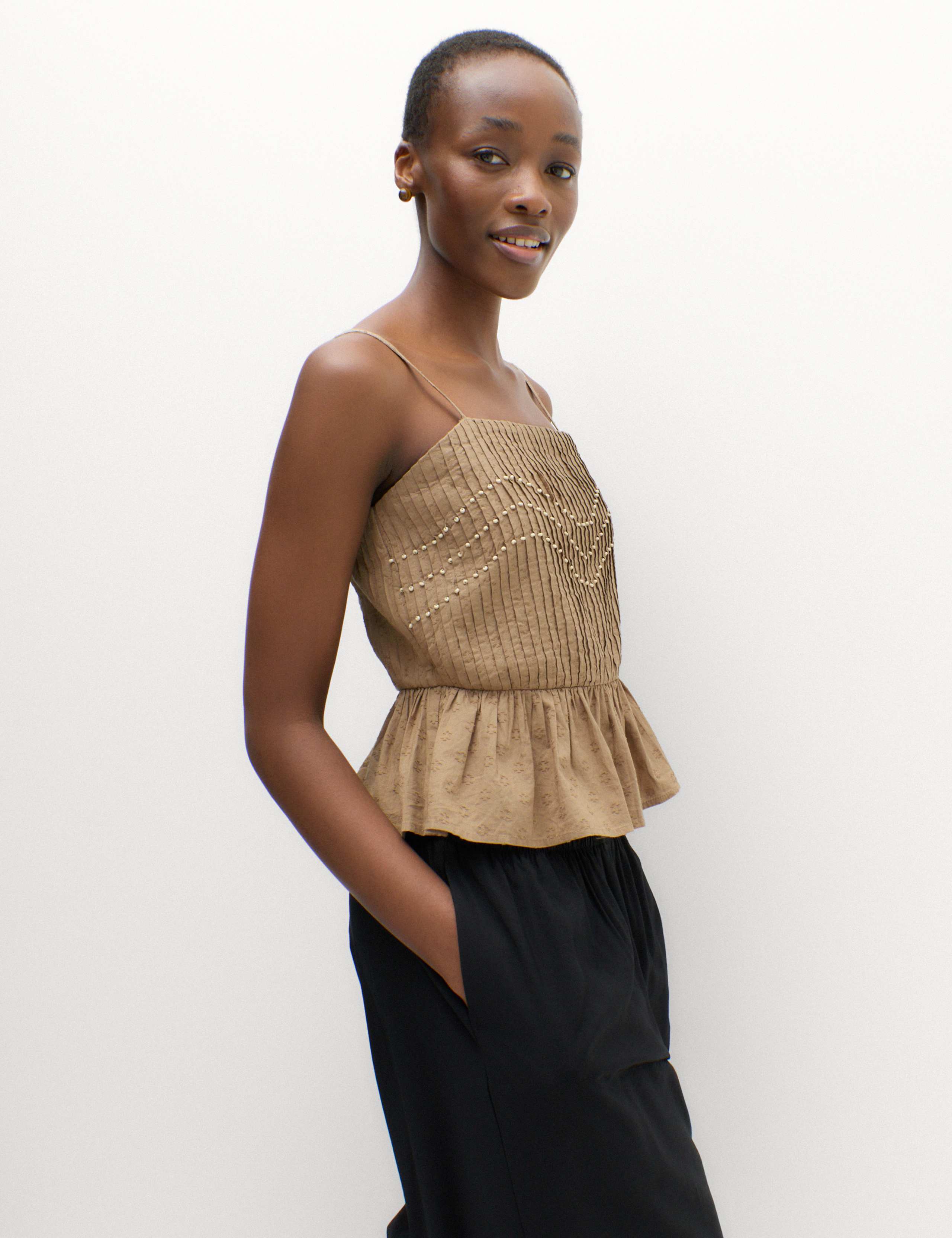 Pure Cotton Embellished Square Neck Cami 6 of 7