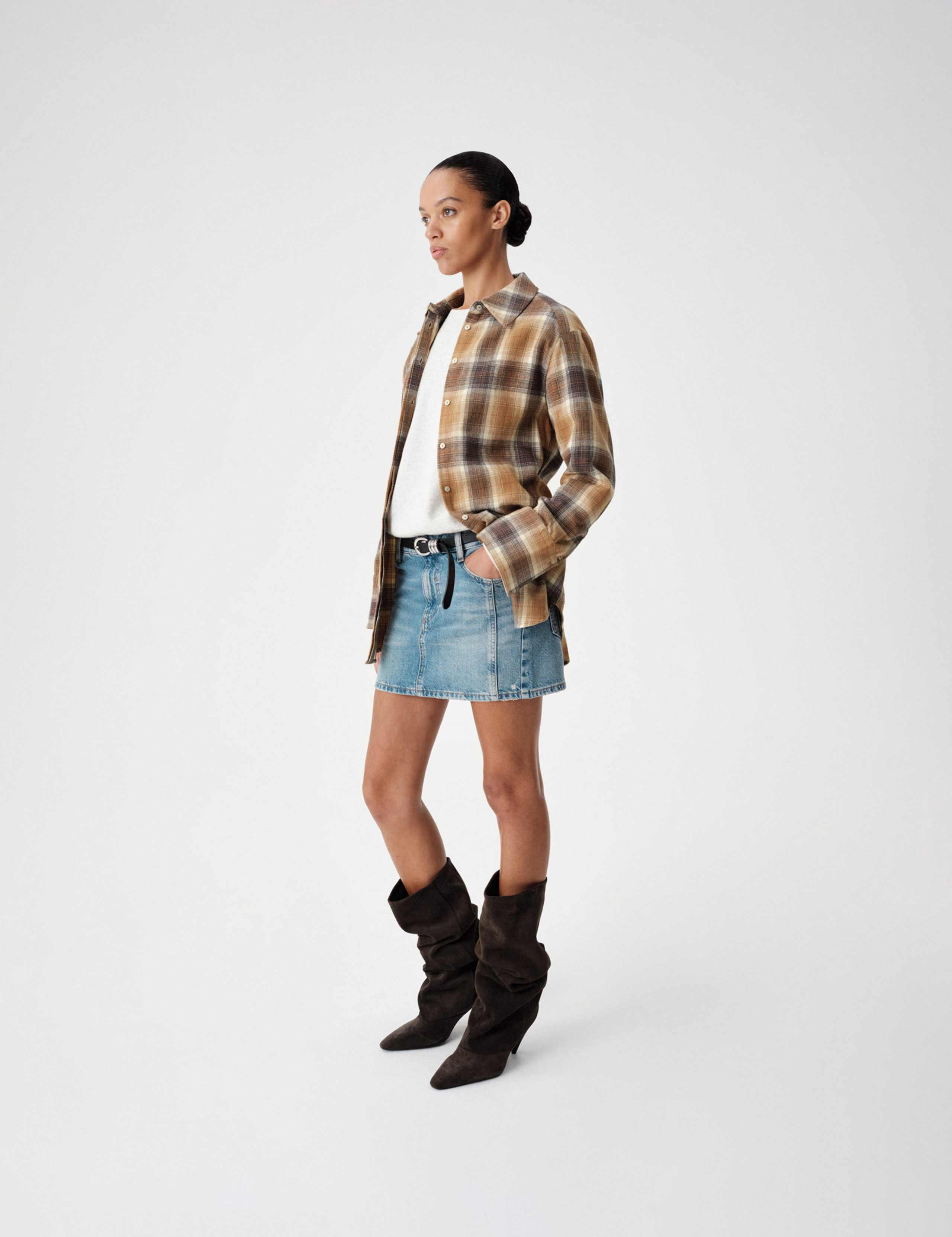 Pure Cotton Flannel Checked Longline Shirt 3 of 6