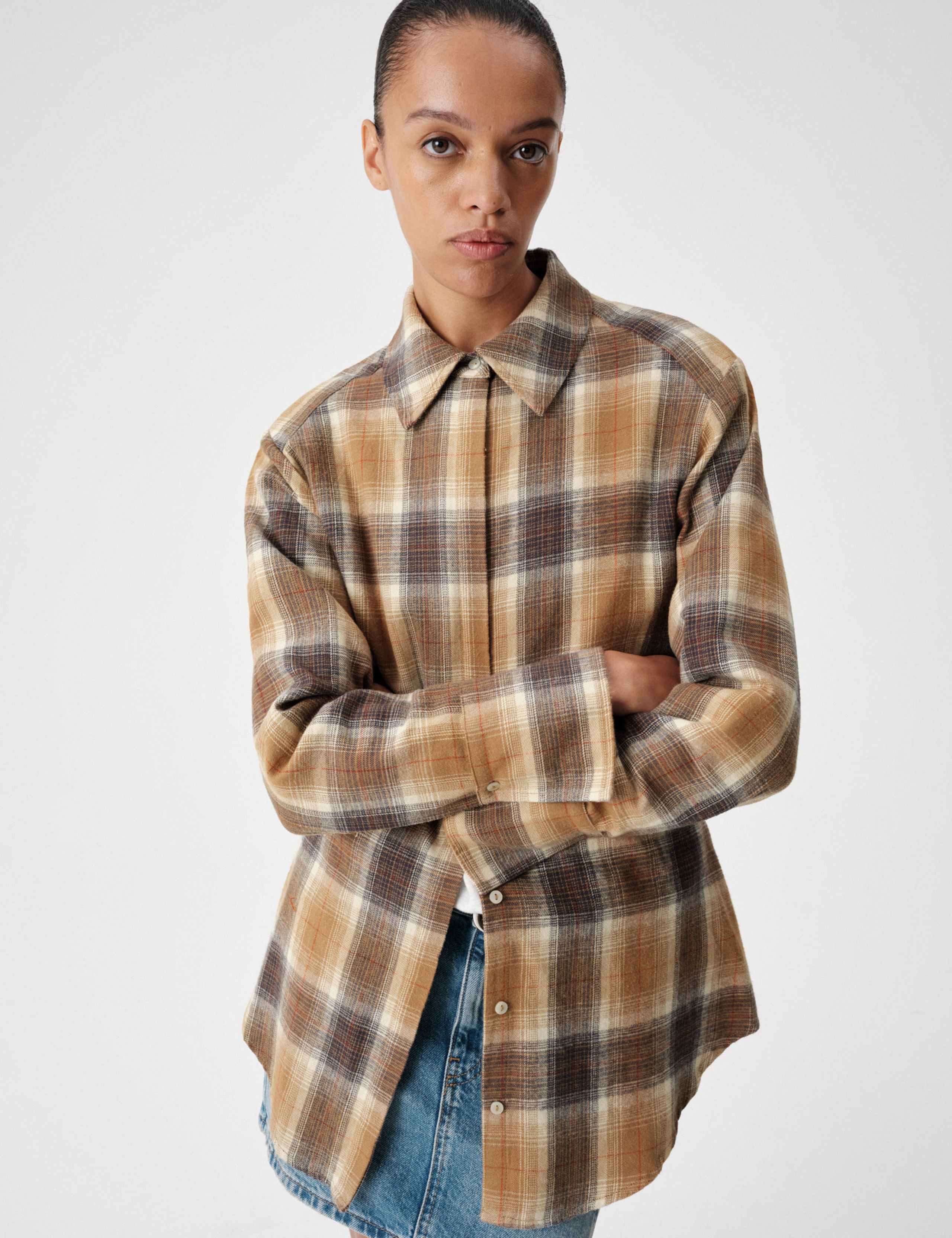 Pure Cotton Flannel Checked Longline Shirt 5 of 6