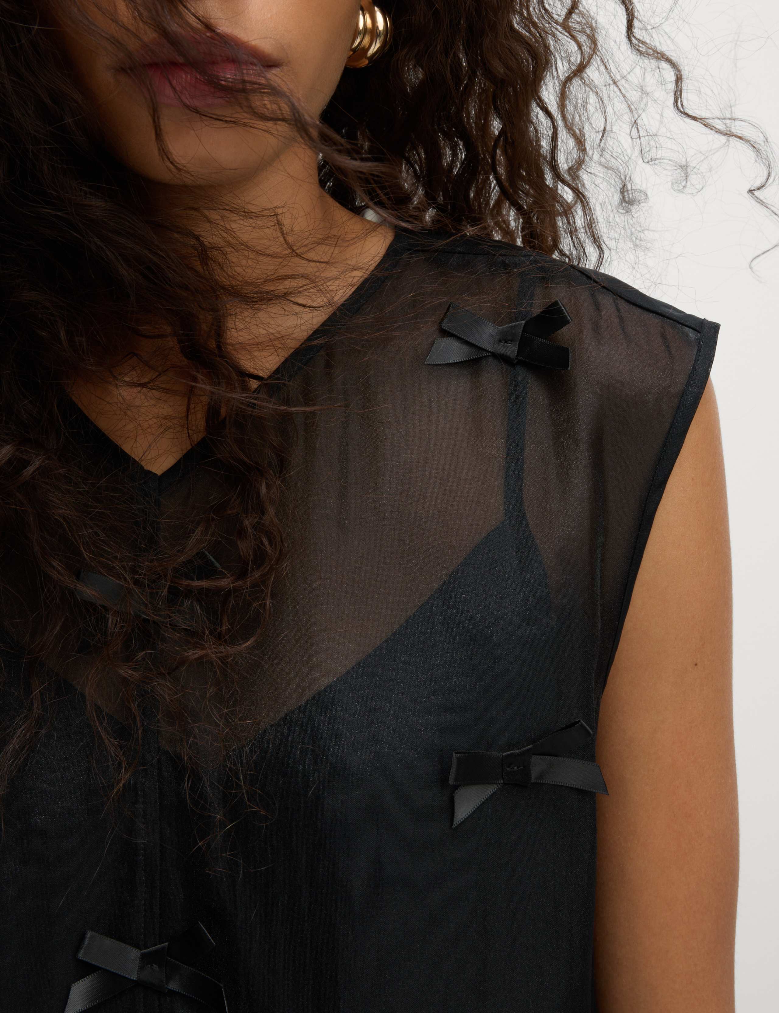 Organza Bow Bubble Hem Top 5 of 5