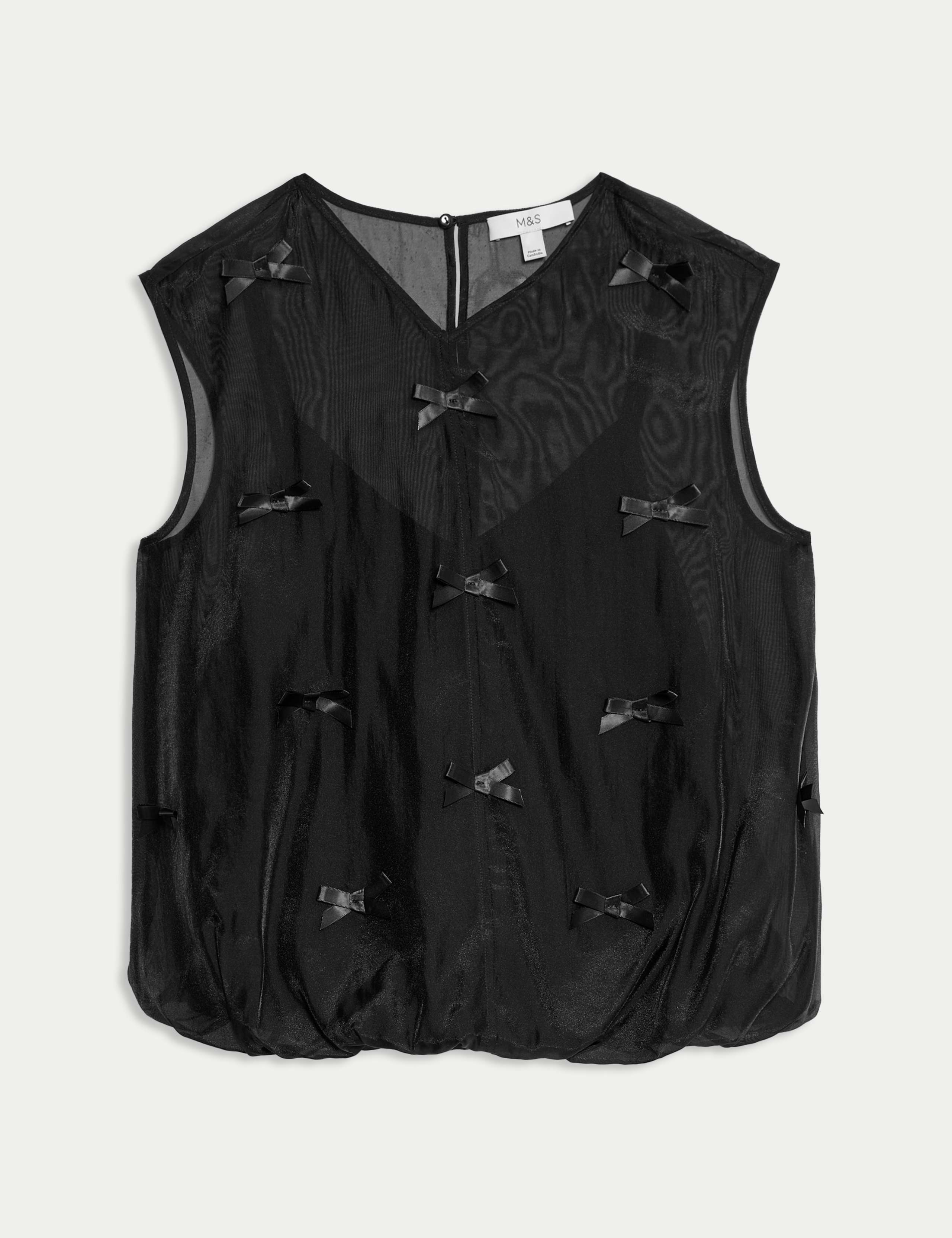 Organza Bow Bubble Hem Top 2 of 5
