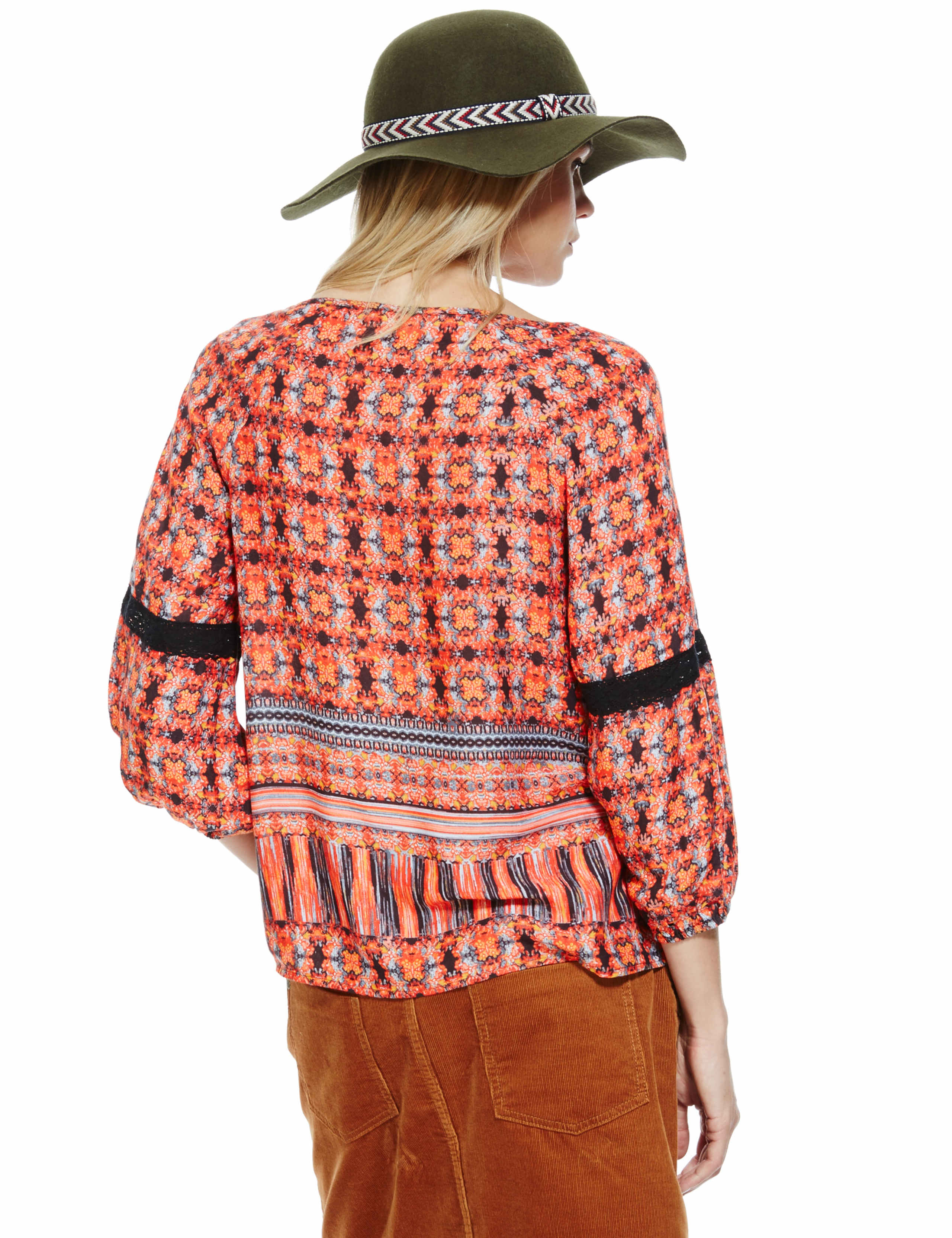 Pure Modal 3/4 Sleeve Border Print Blouse 4 of 4