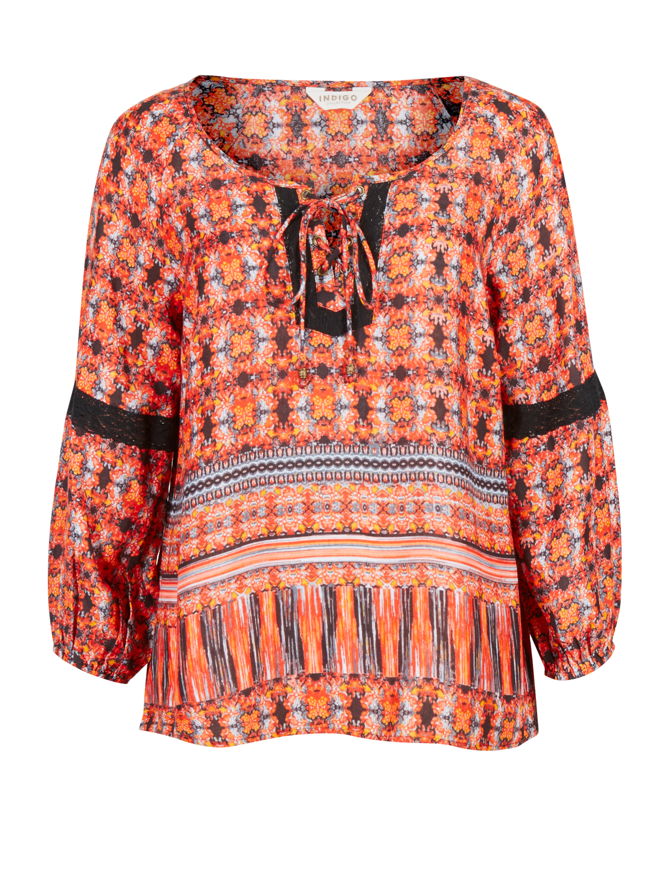 Pure Modal 3/4 Sleeve Border Print Blouse 2 of 4