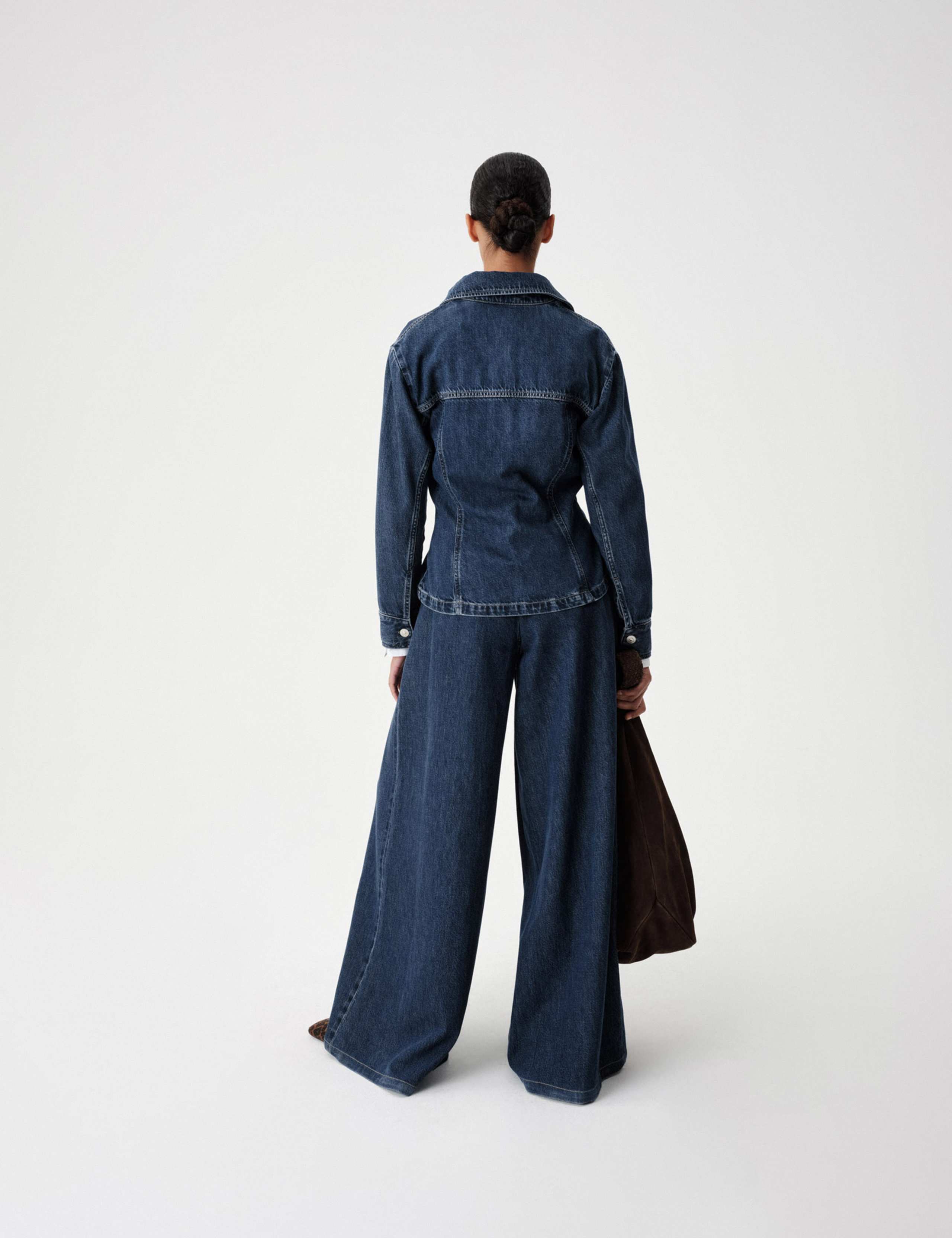 Denim Collared Fitted Panelled Shirt 5 of 5