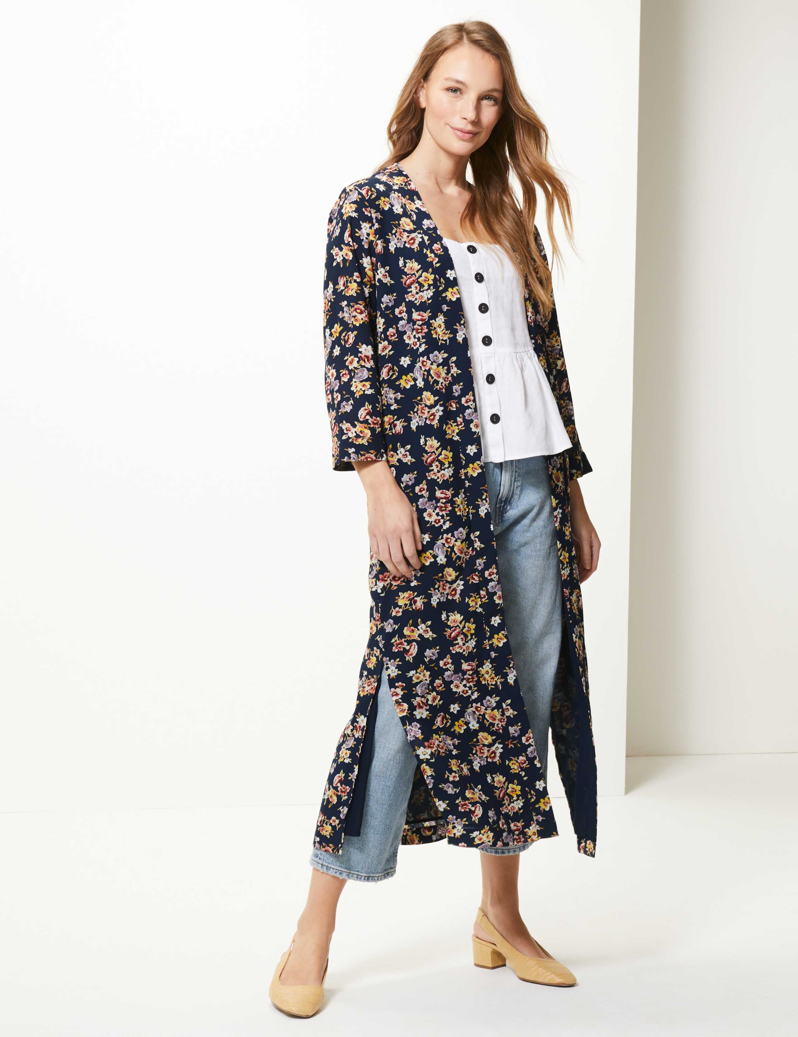 Printed Long Sleeve Kimono 3 of 4