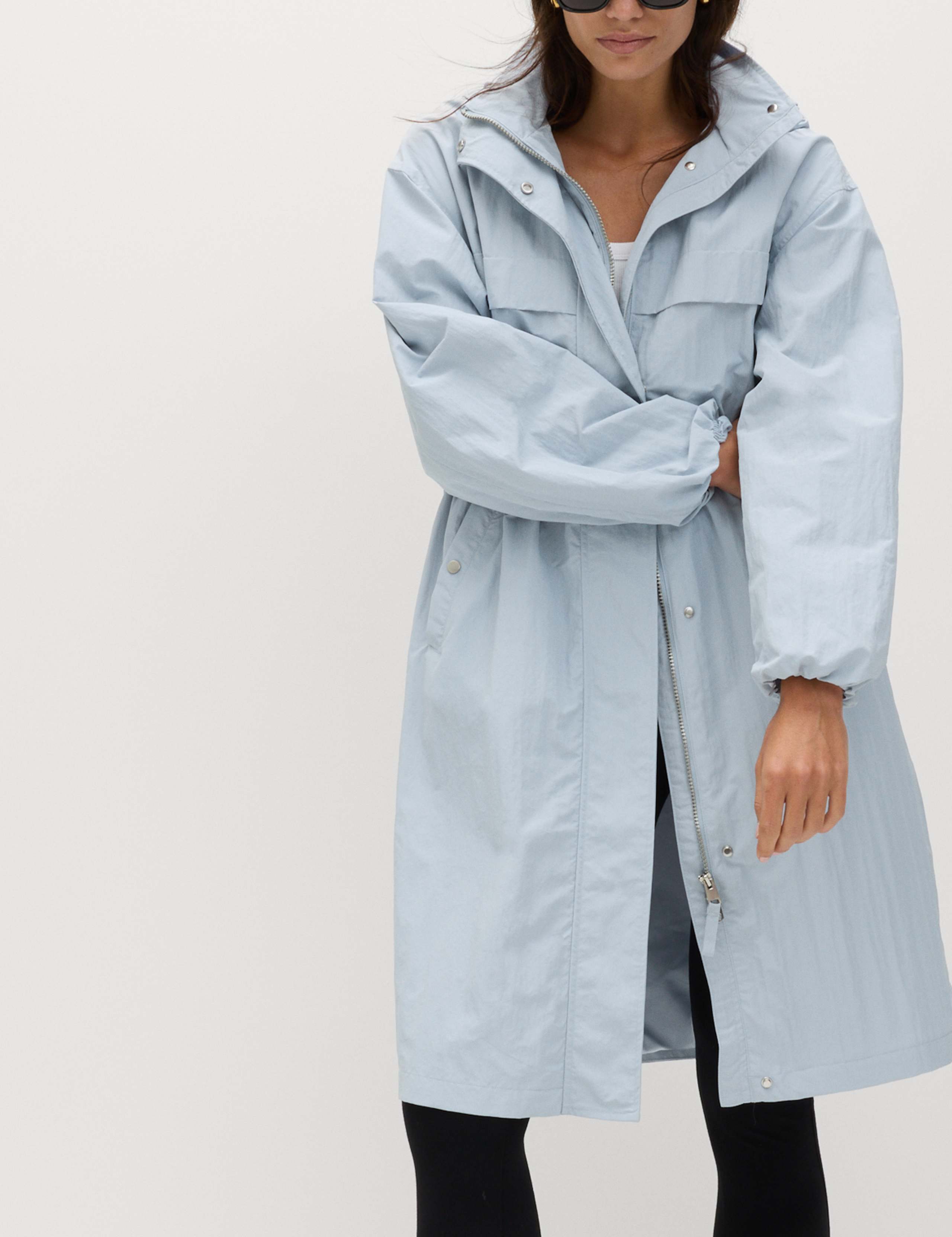 Shower Resistant Lightweight Hooded Longline Utility Parka 1 of 7