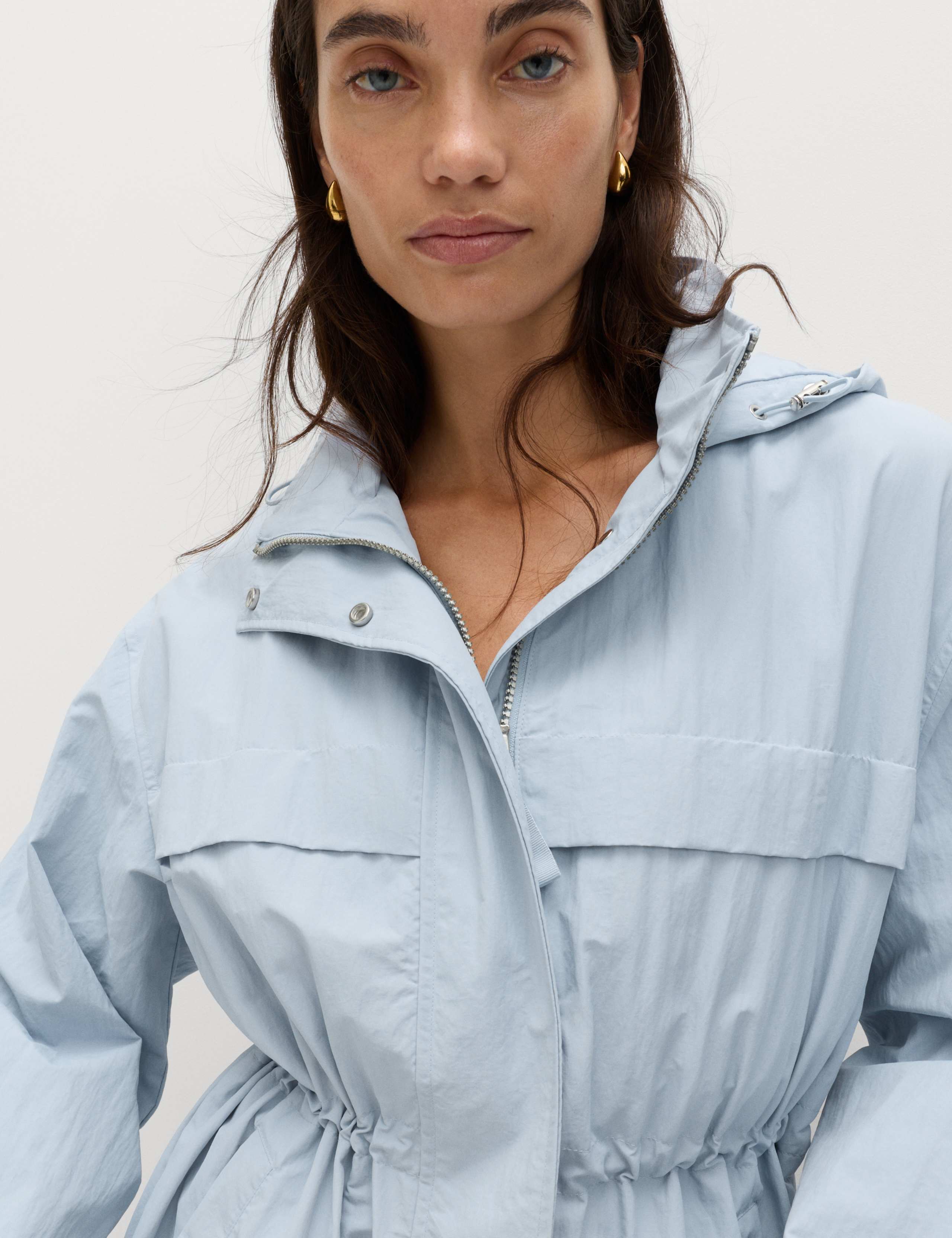 Shower Resistant Lightweight Hooded Longline Utility Parka 3 of 7