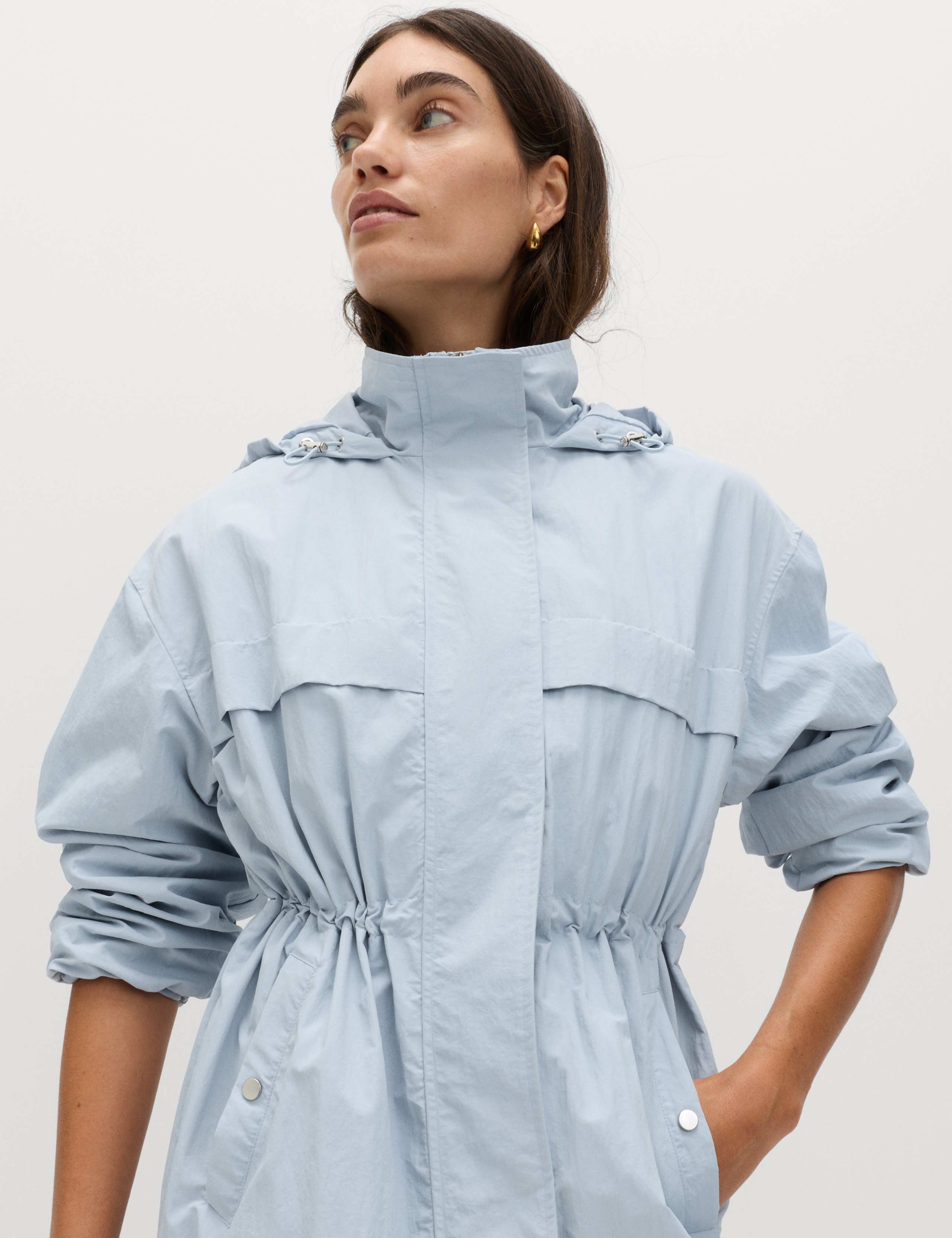 Shower Resistant Lightweight Hooded Longline Utility Parka 6 of 7