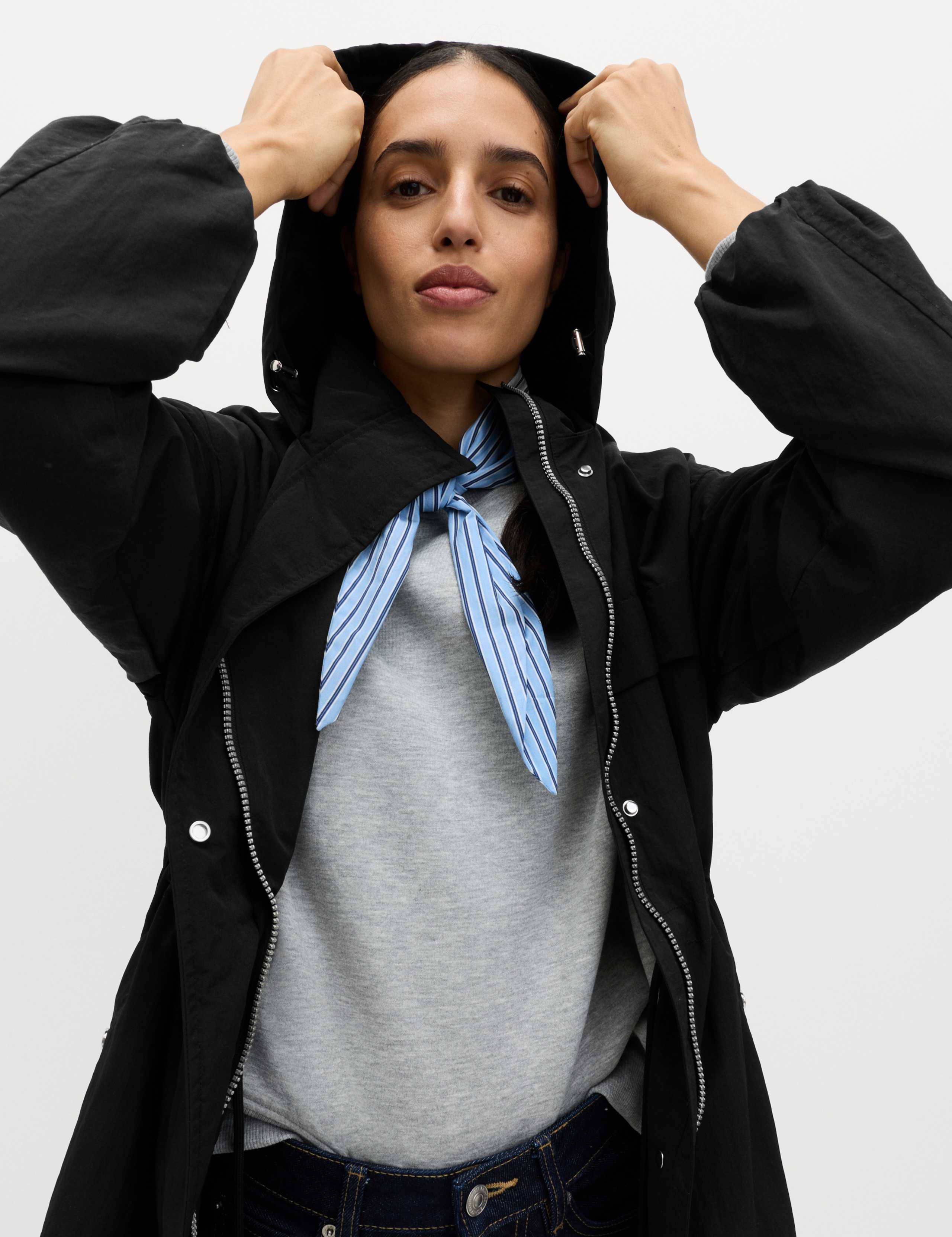 Shower Resistant Lightweight Hooded Longline Utility Parka 3 of 7