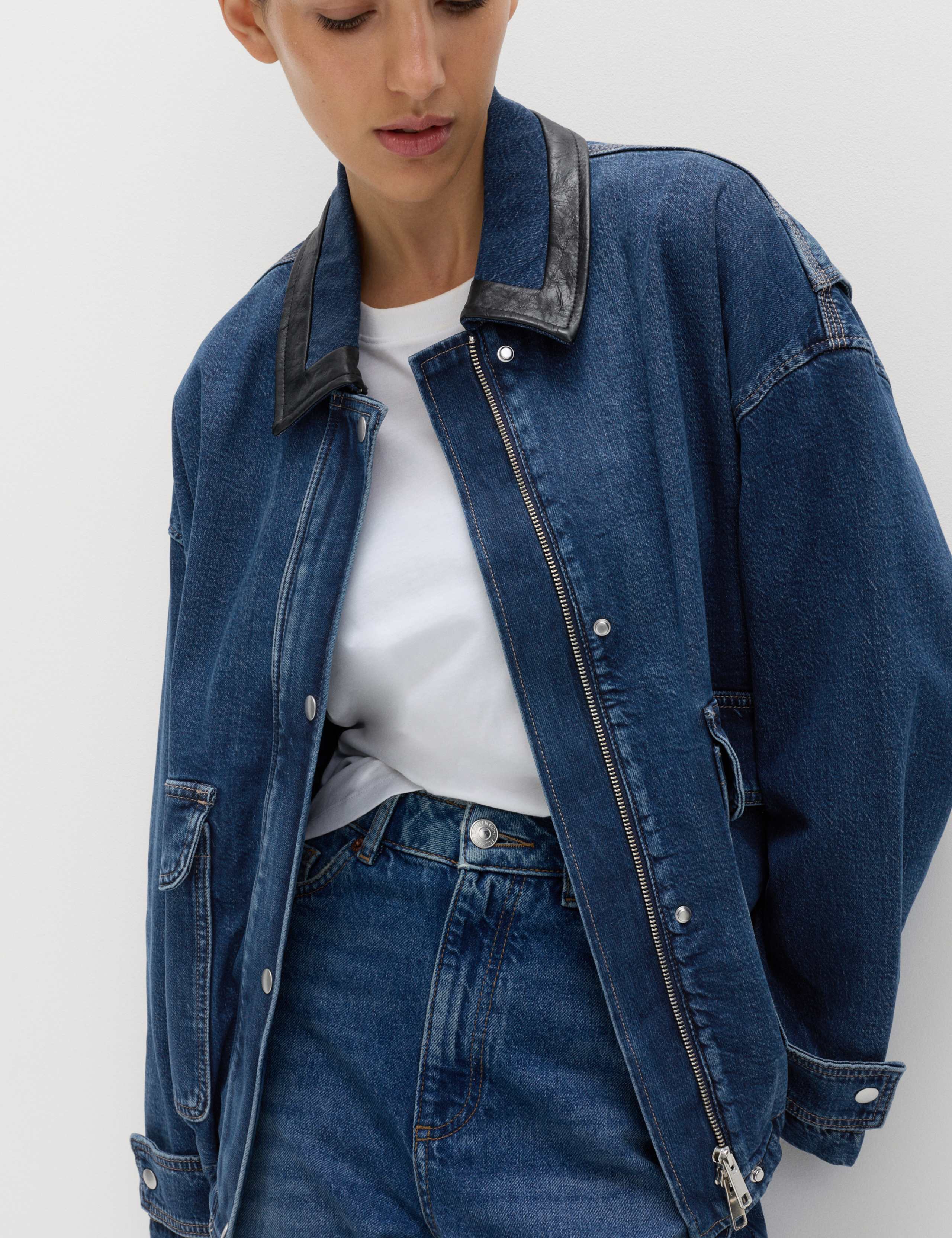 Denim Relaxed Bomber Jacket 3 of 8