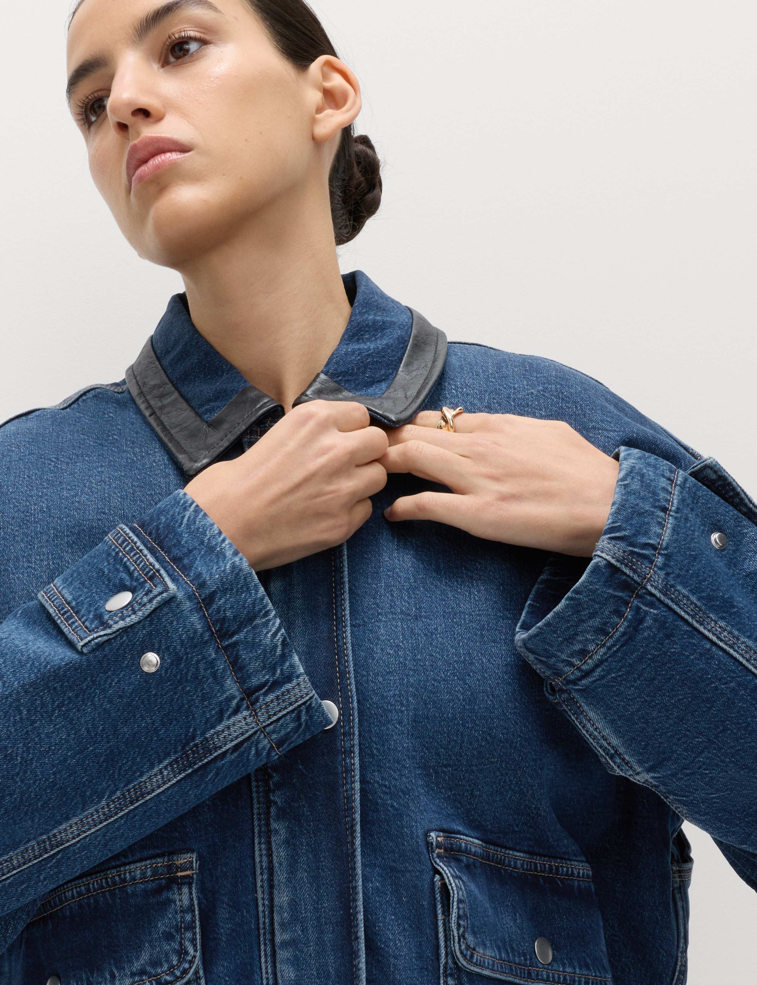 Denim Relaxed Bomber Jacket 5 of 8