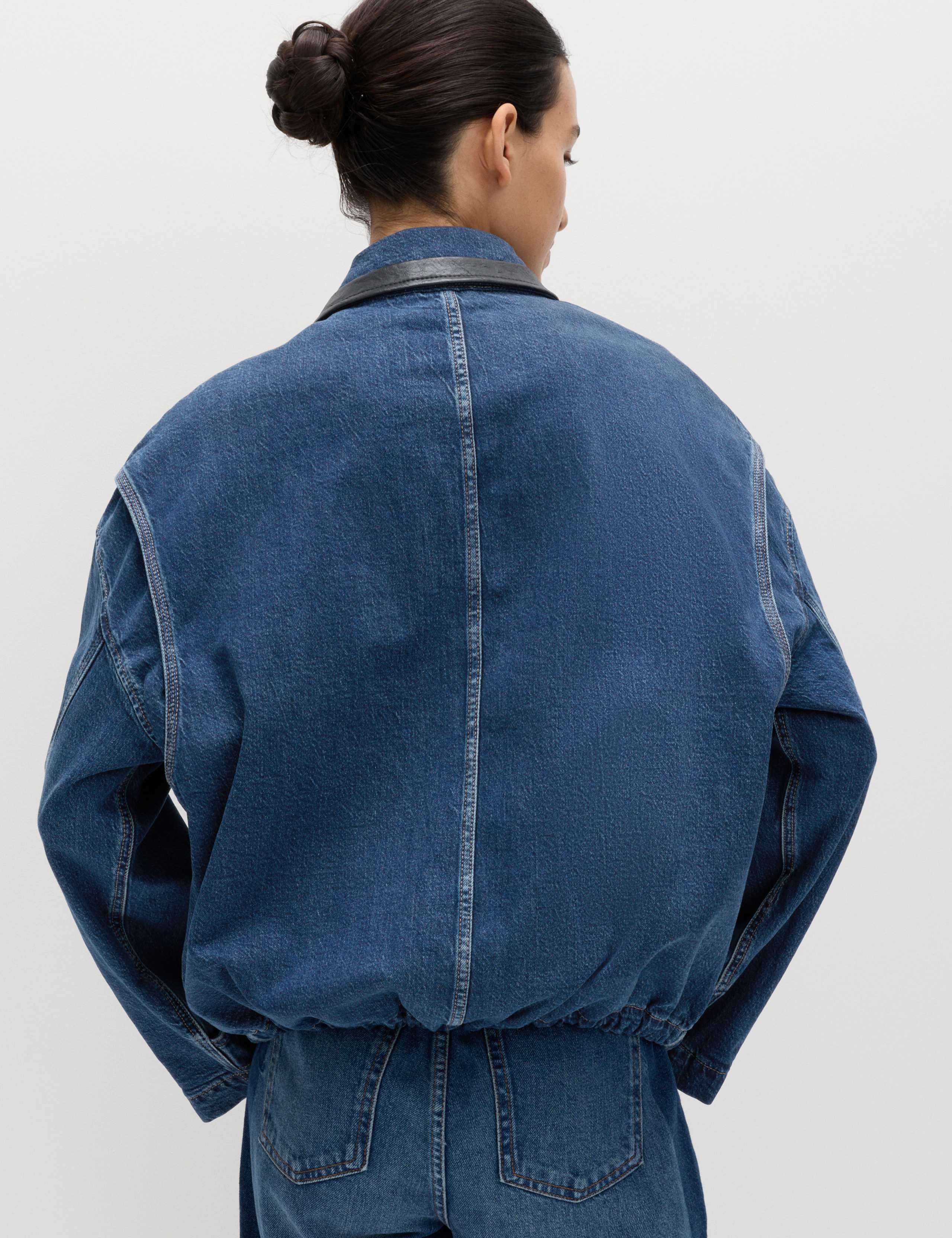 Denim Relaxed Bomber Jacket 6 of 8