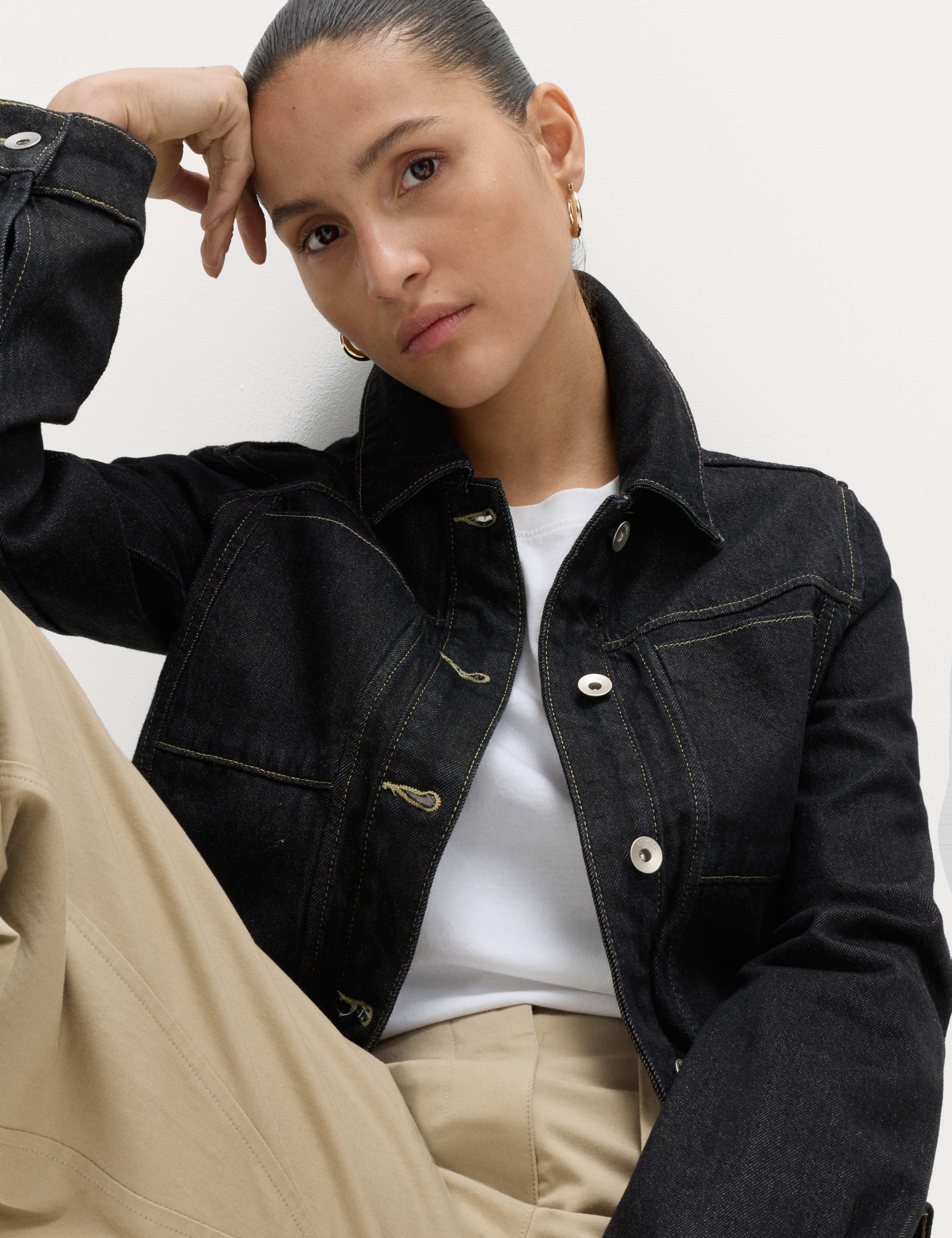 Denim Collared Short Trucker Jacket 6 of 6