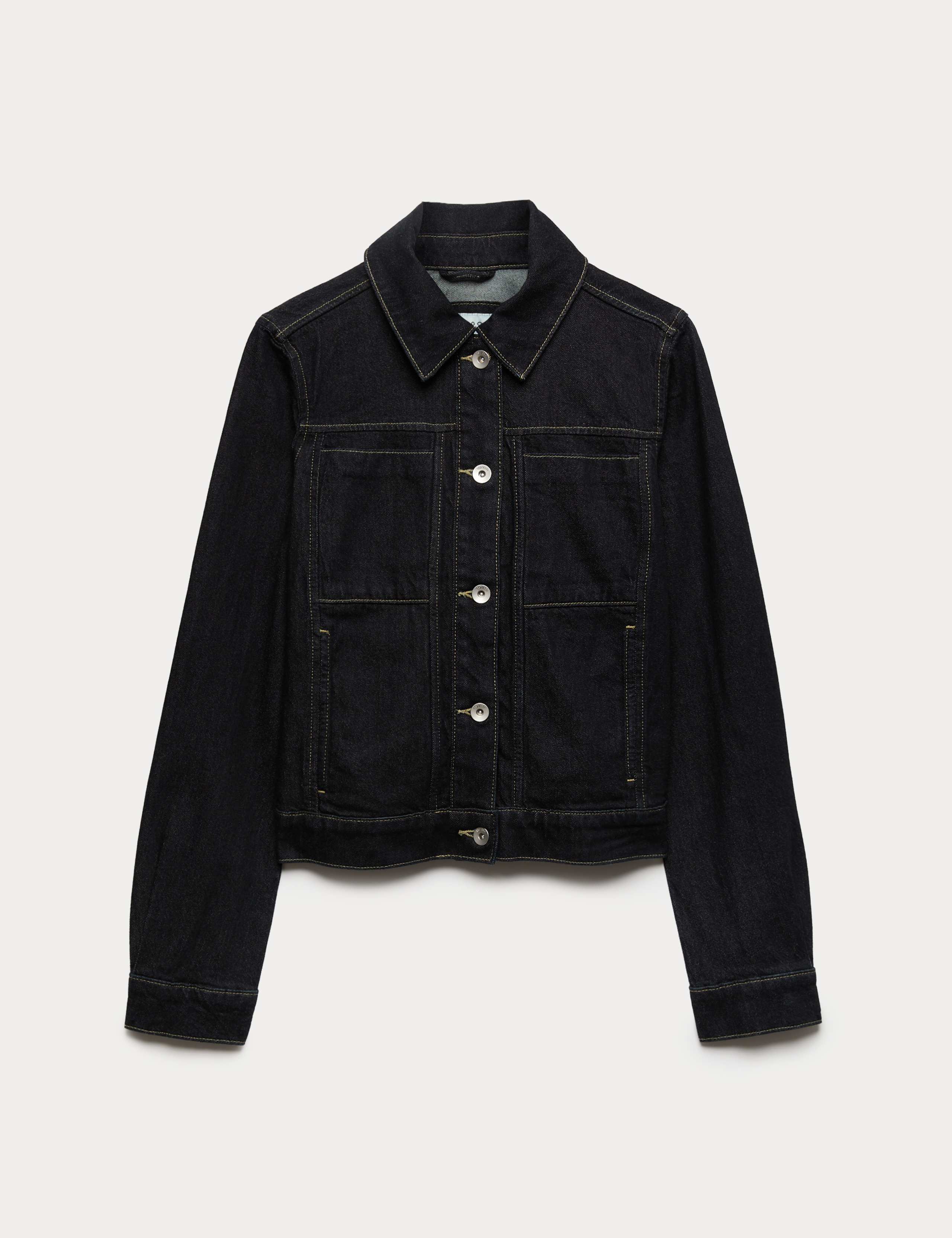 Denim Collared Short Trucker Jacket 2 of 6