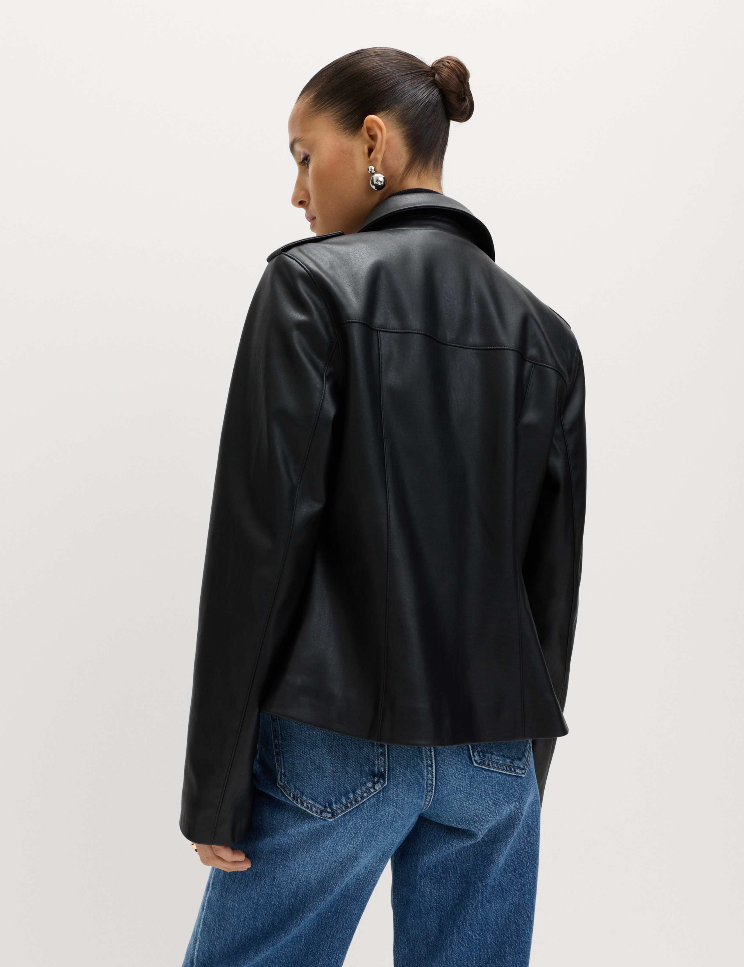 Faux Leather Harrington Jacket 5 of 6