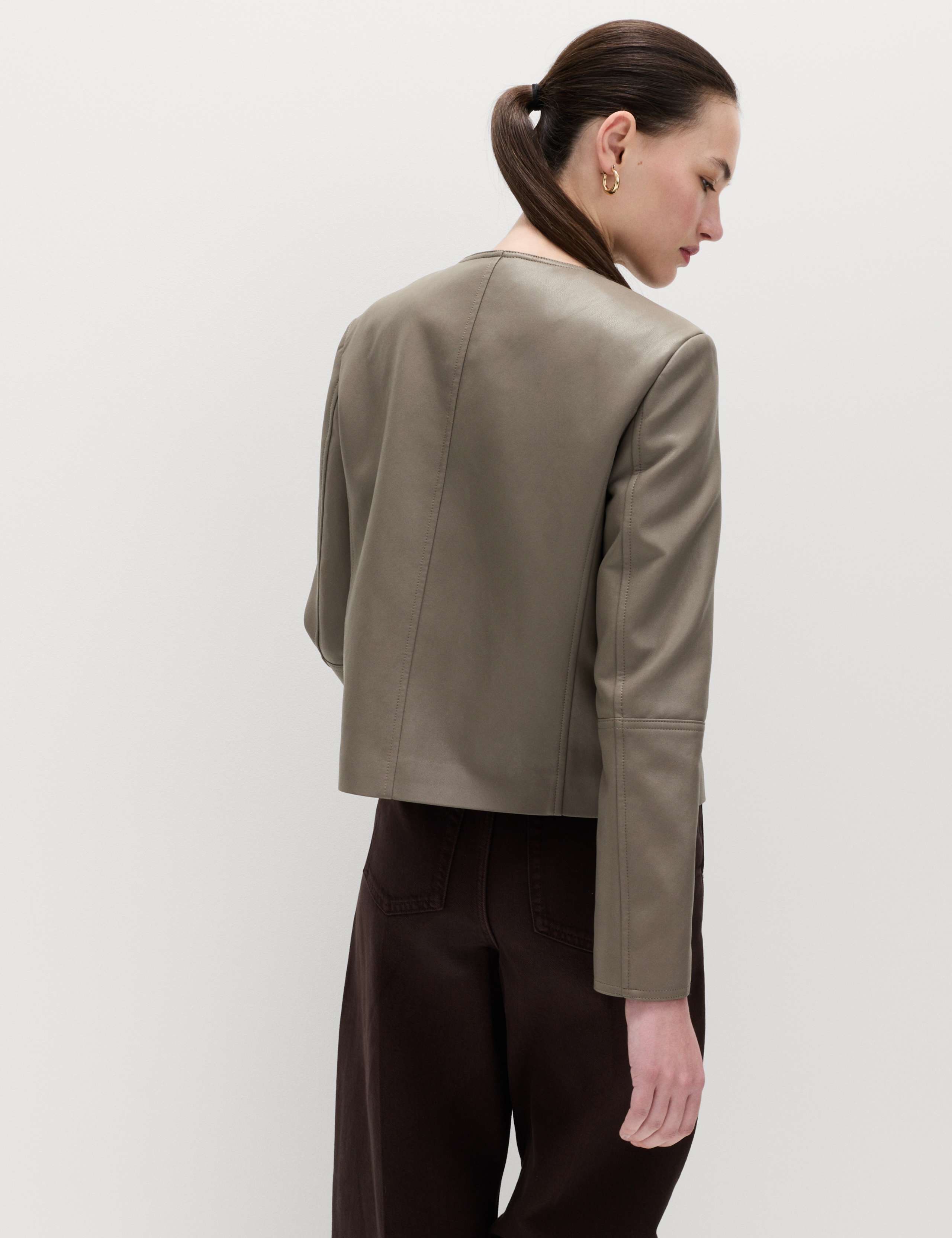 Faux Leather Collarless Jacket 4 of 6