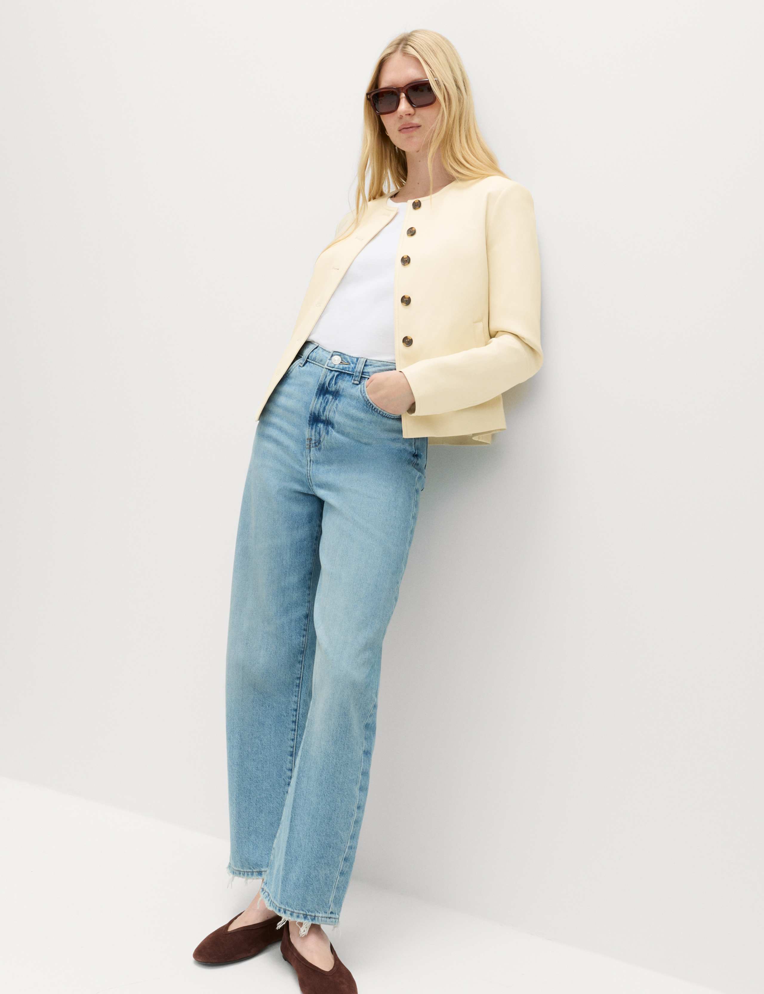 Faux Leather Collarless Jacket 3 of 7