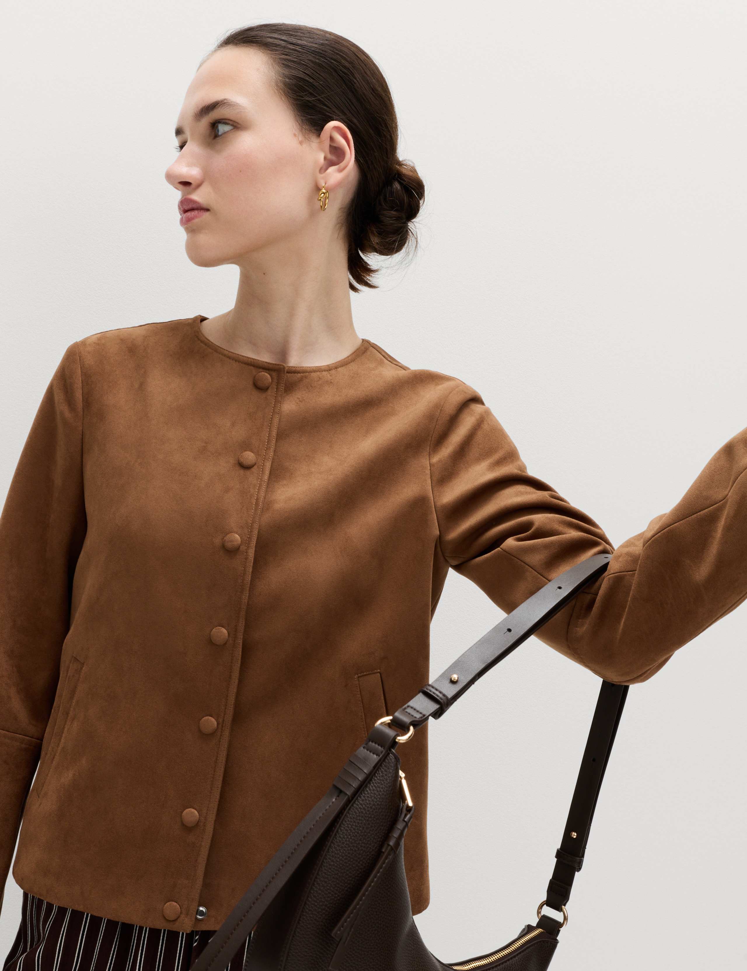 Suedette Collarless Jacket 3 of 7