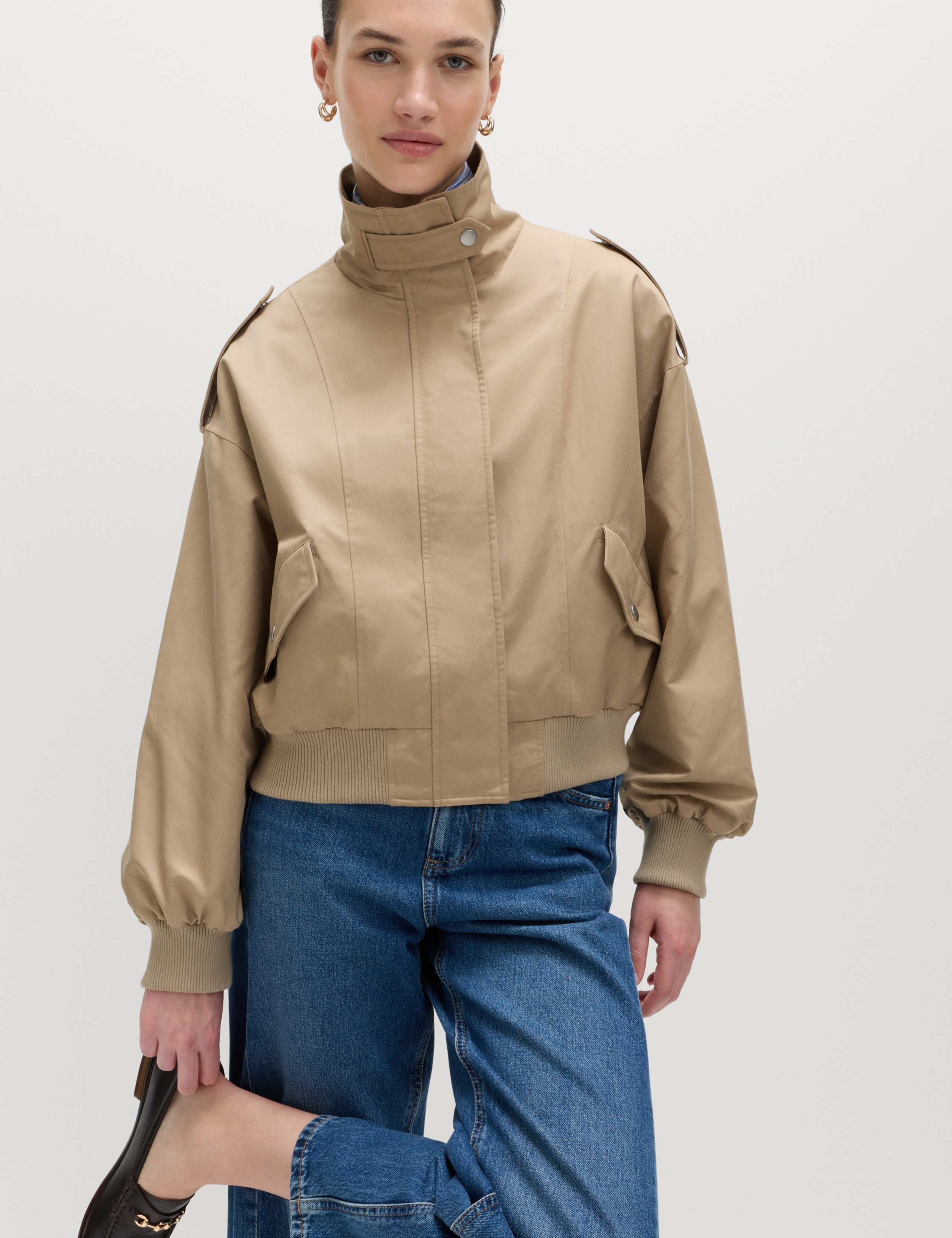 Cotton Rich Satin Look Bomber Jacket 5 of 6