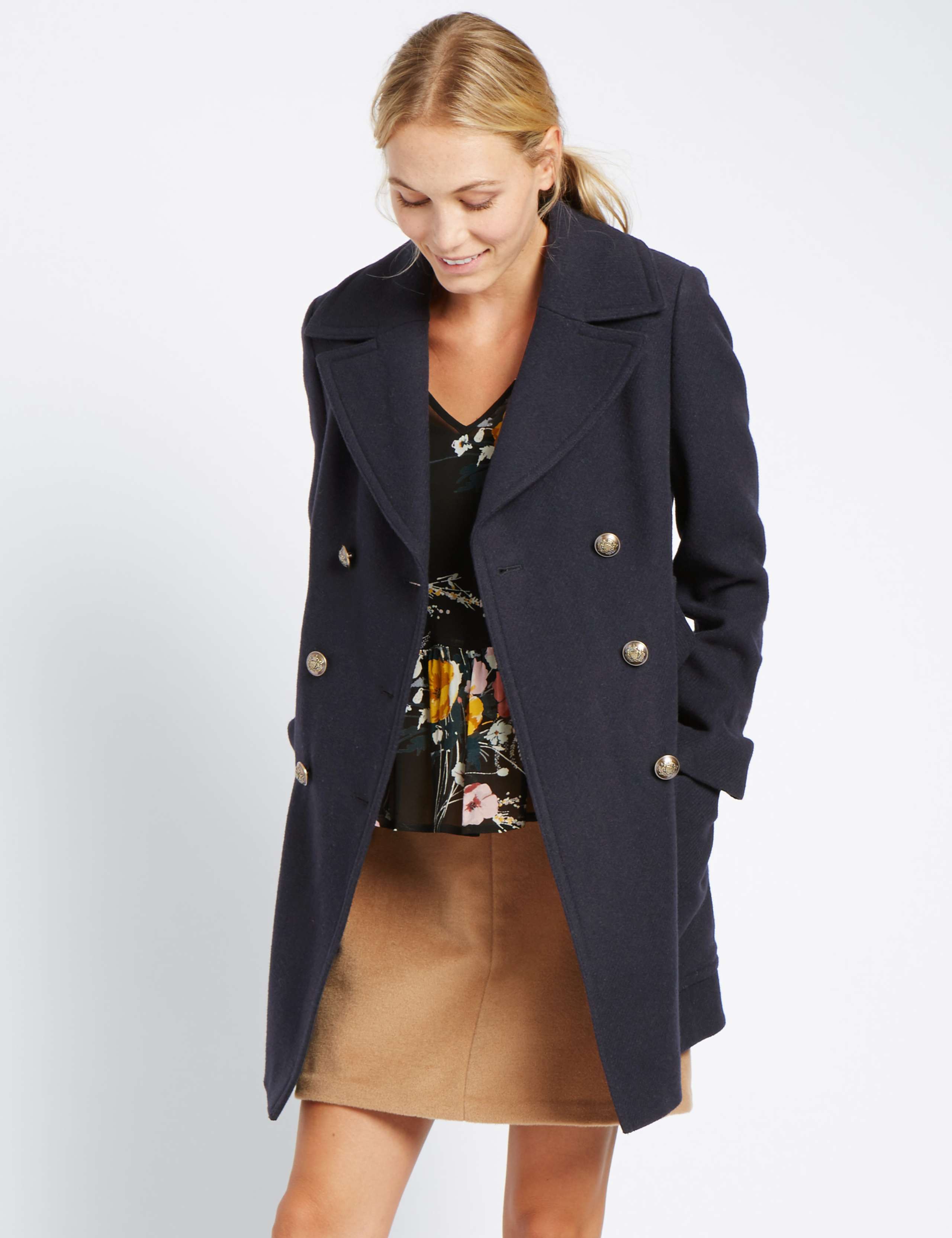 Wool Blend Lined Peacoat 1 of 4