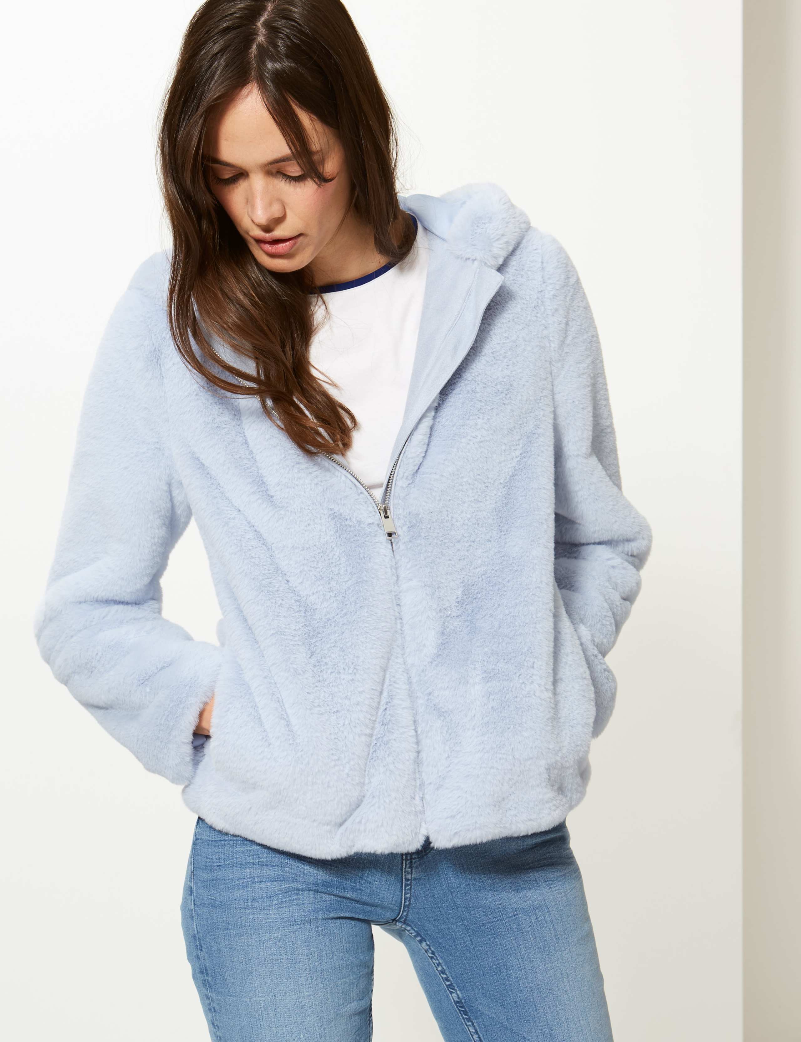 Hooded Faux Fur Jacket 1 of 5