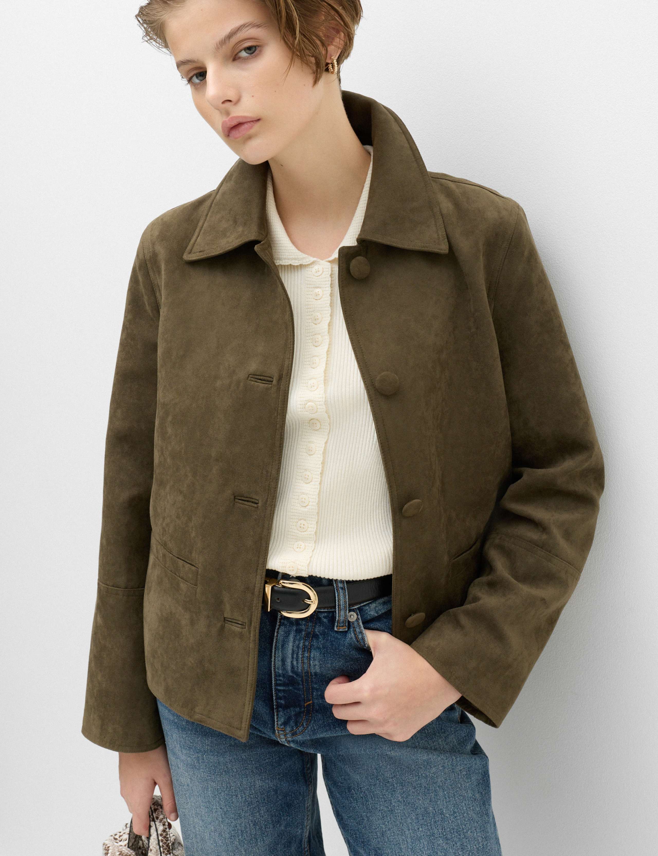 Suedette Button Through Short Jacket 7 of 7