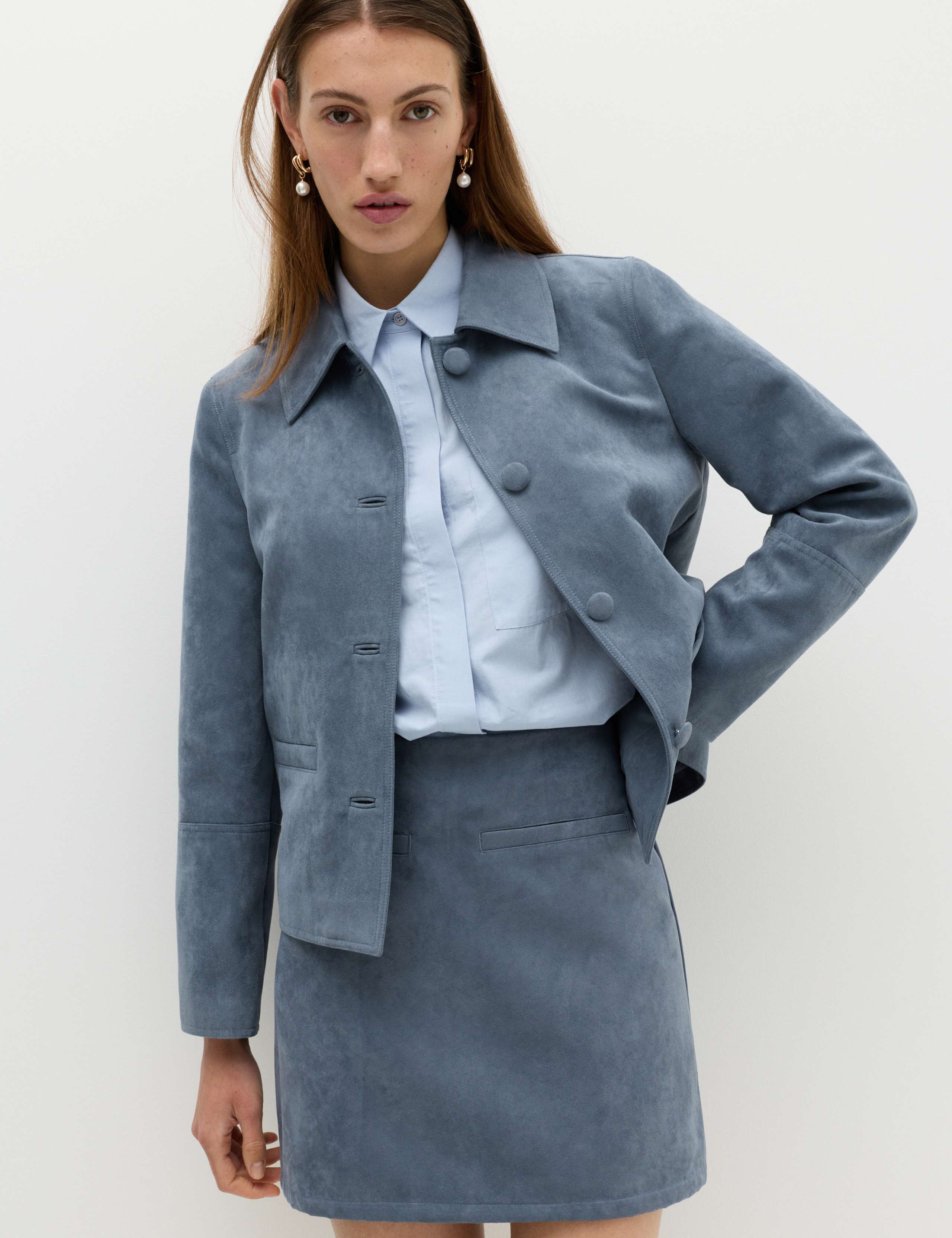 Suedette Button Through Short Jacket 1 of 7