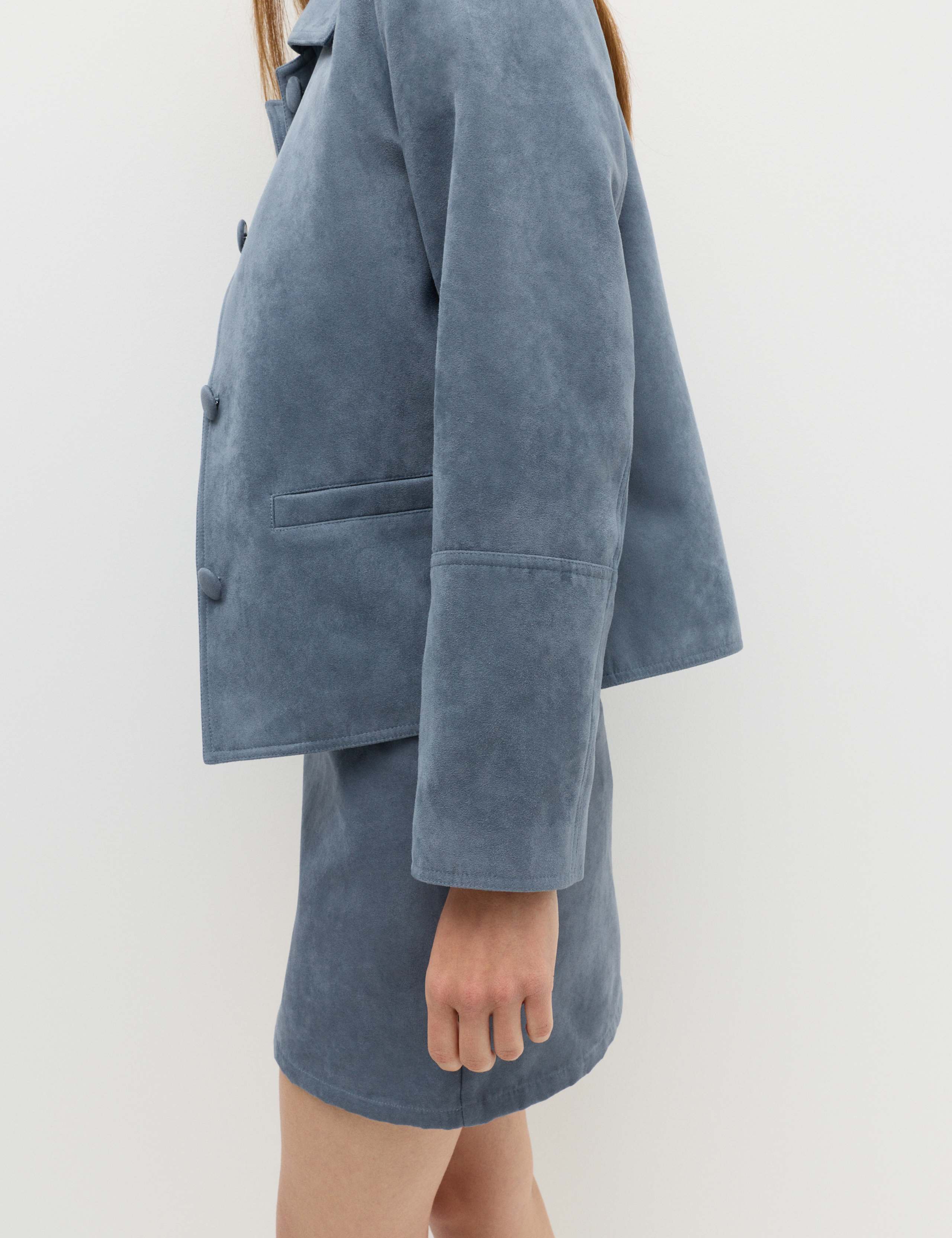 Suedette Button Through Short Jacket 3 of 7