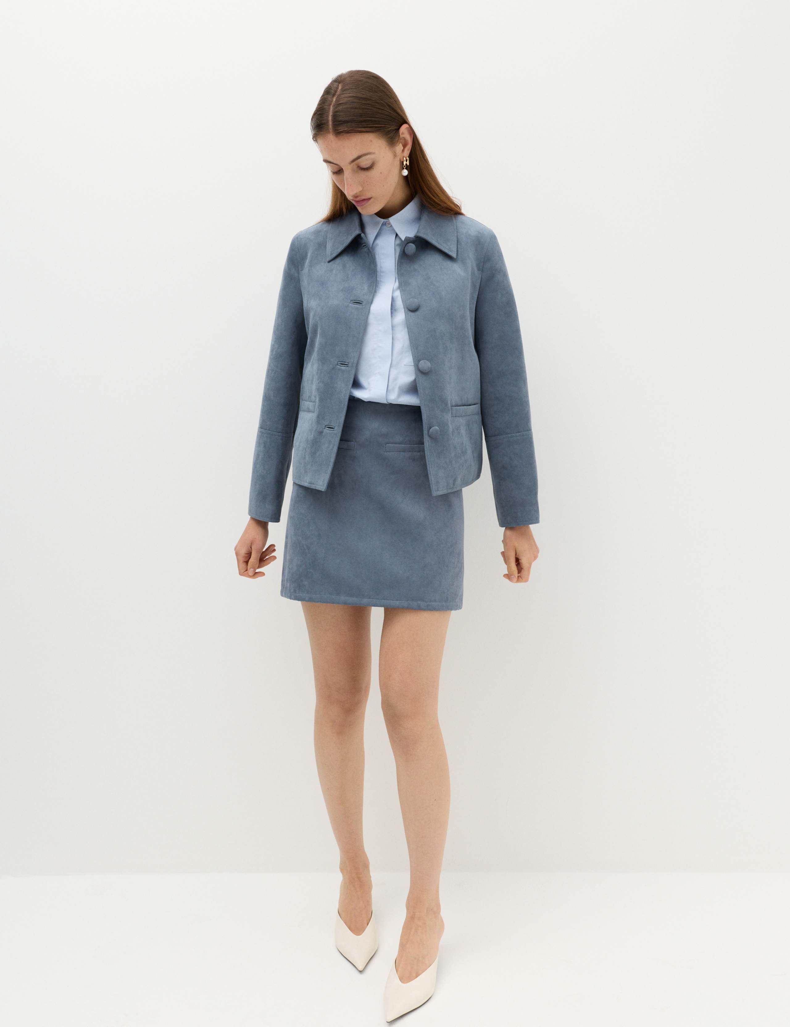 Suedette Button Through Short Jacket 6 of 7