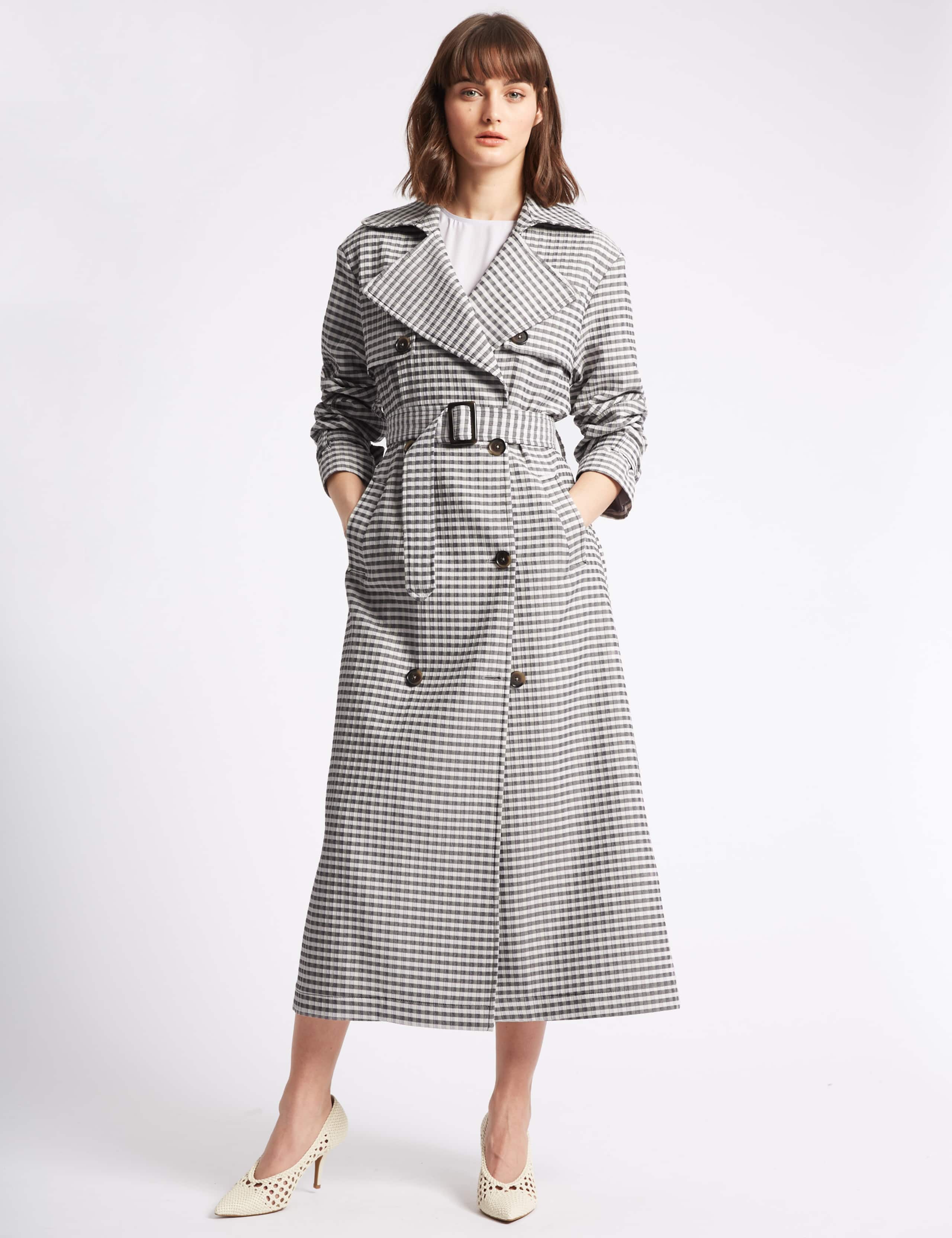 Gingham Trench Coat 1 of 4