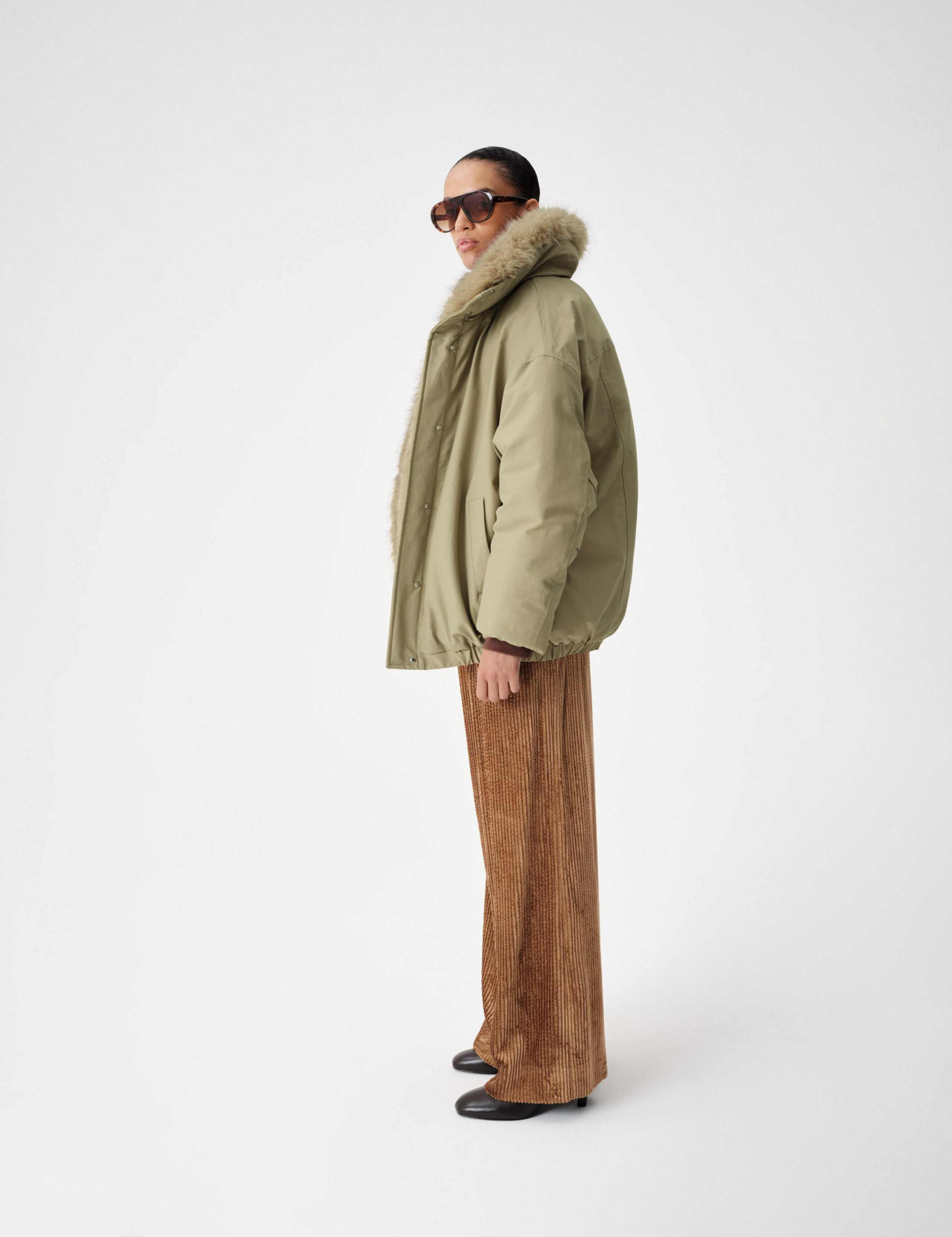 Cotton Rich Hooded Padded Faux Fur Utility Jacket 3 of 10