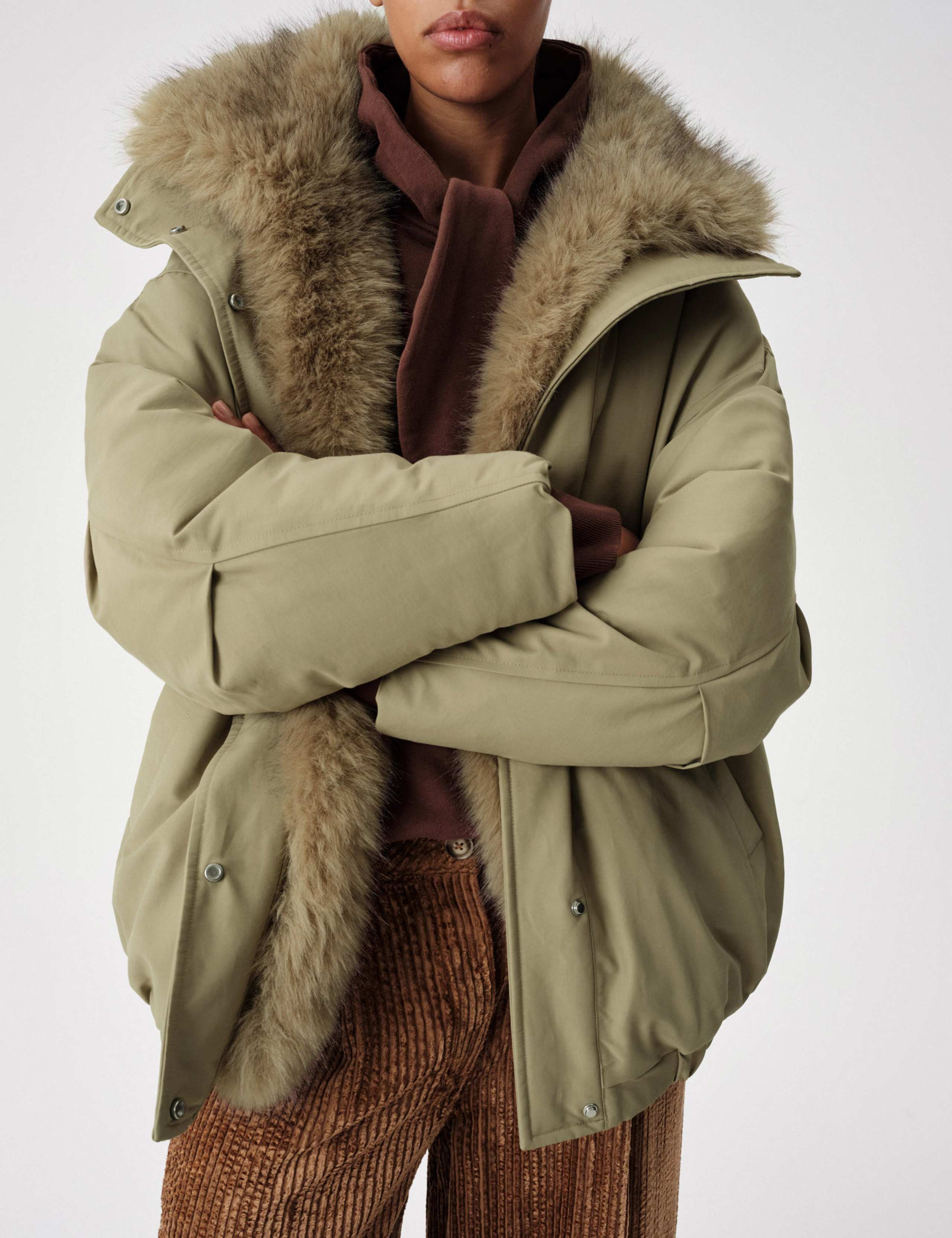 Cotton Rich Hooded Padded Faux Fur Trim Longline Utility Jacket 6 of 10