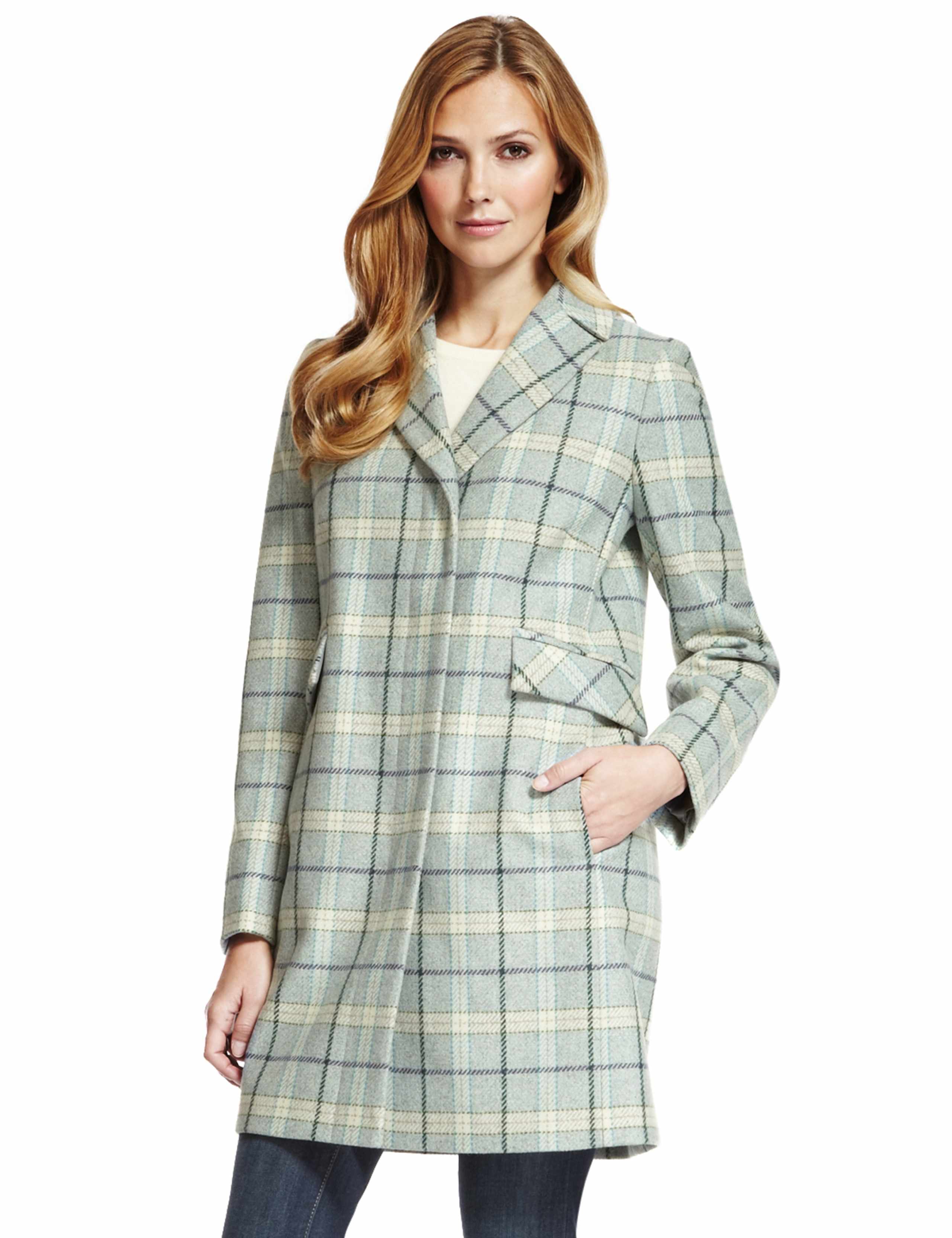 Wool Blend Checked Coat 1 of 8