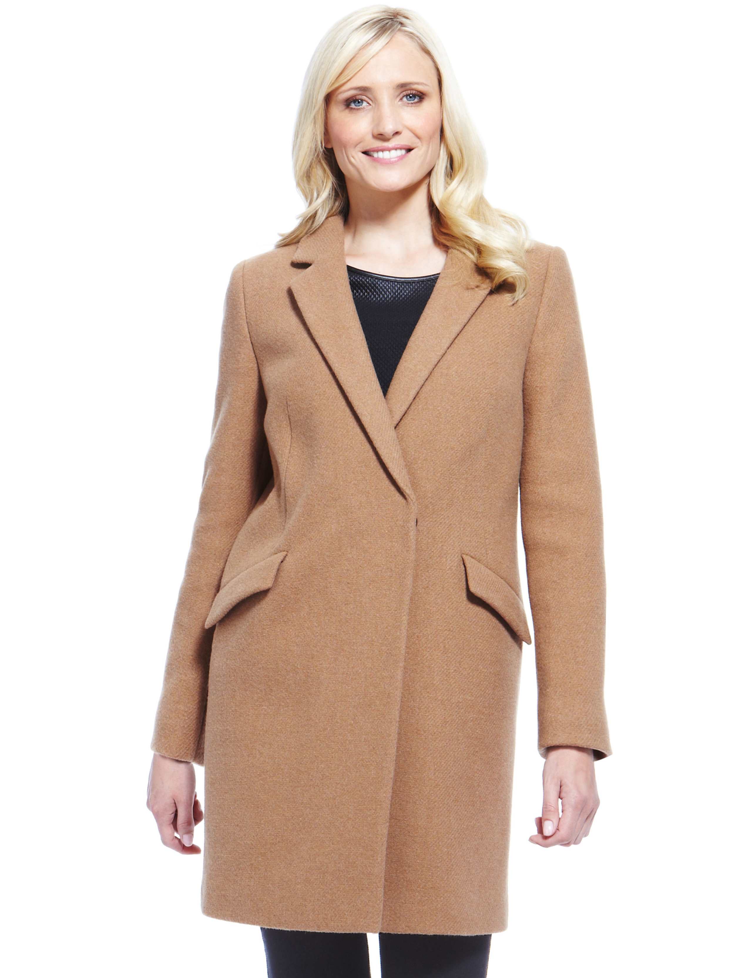 Oversized Wool Blend Flap Pockets Coat 1 of 3