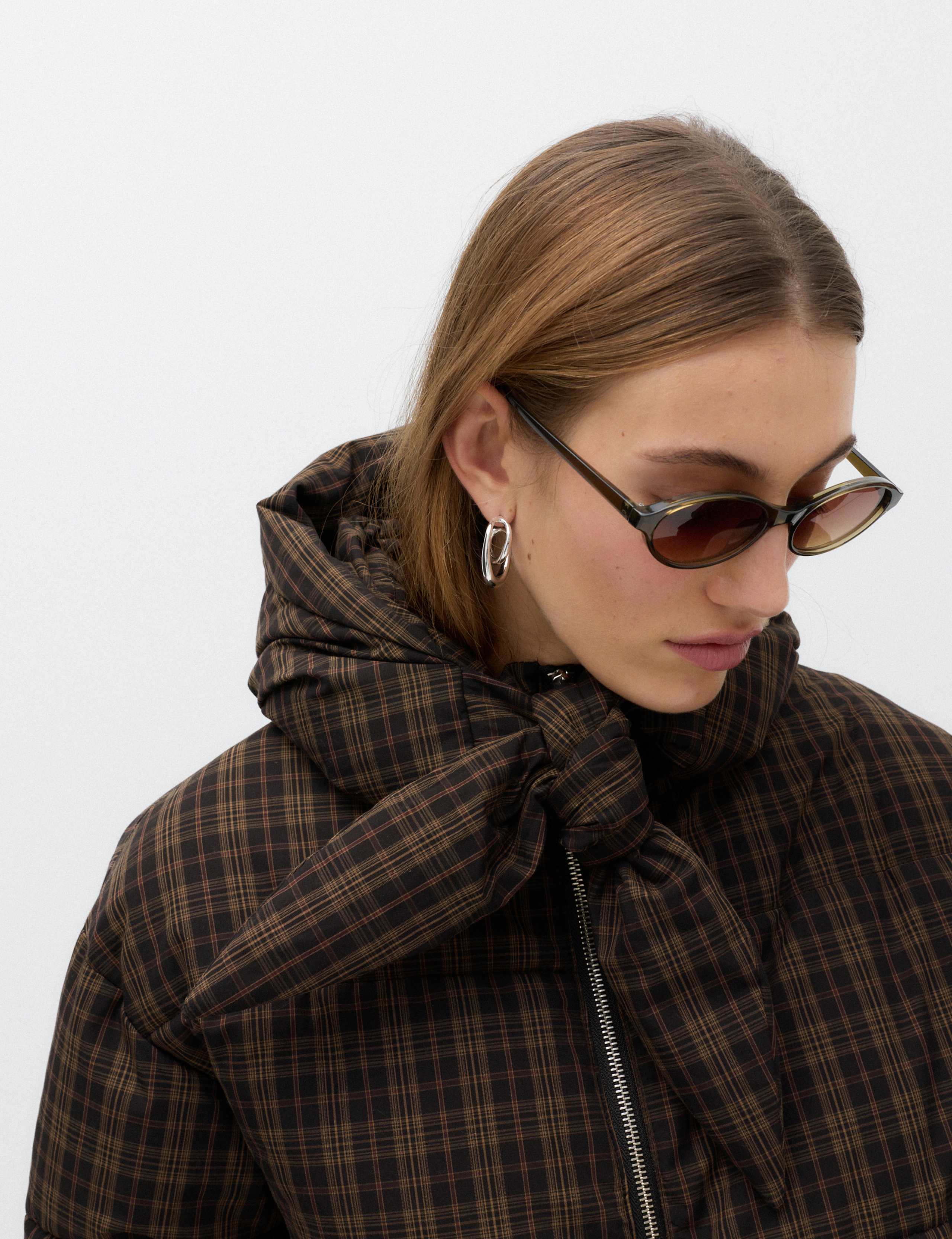 Checked Padded Hooded Puffer Jacket 3 of 7