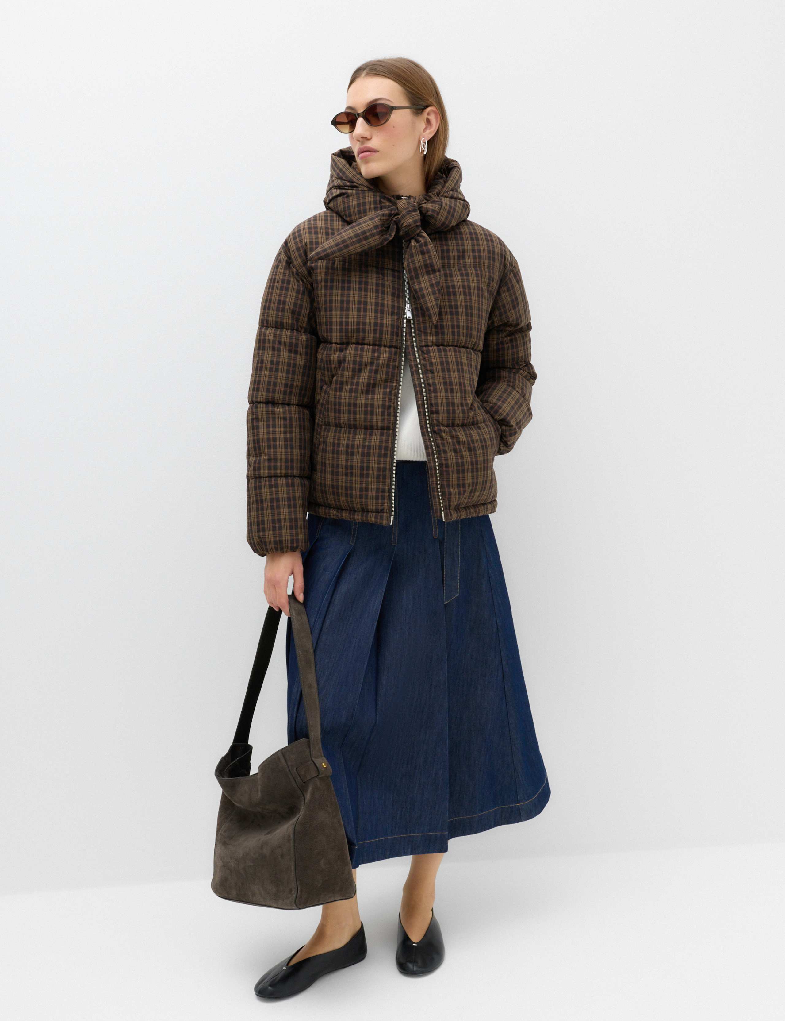 Checked Padded Hooded Puffer Jacket 7 of 7