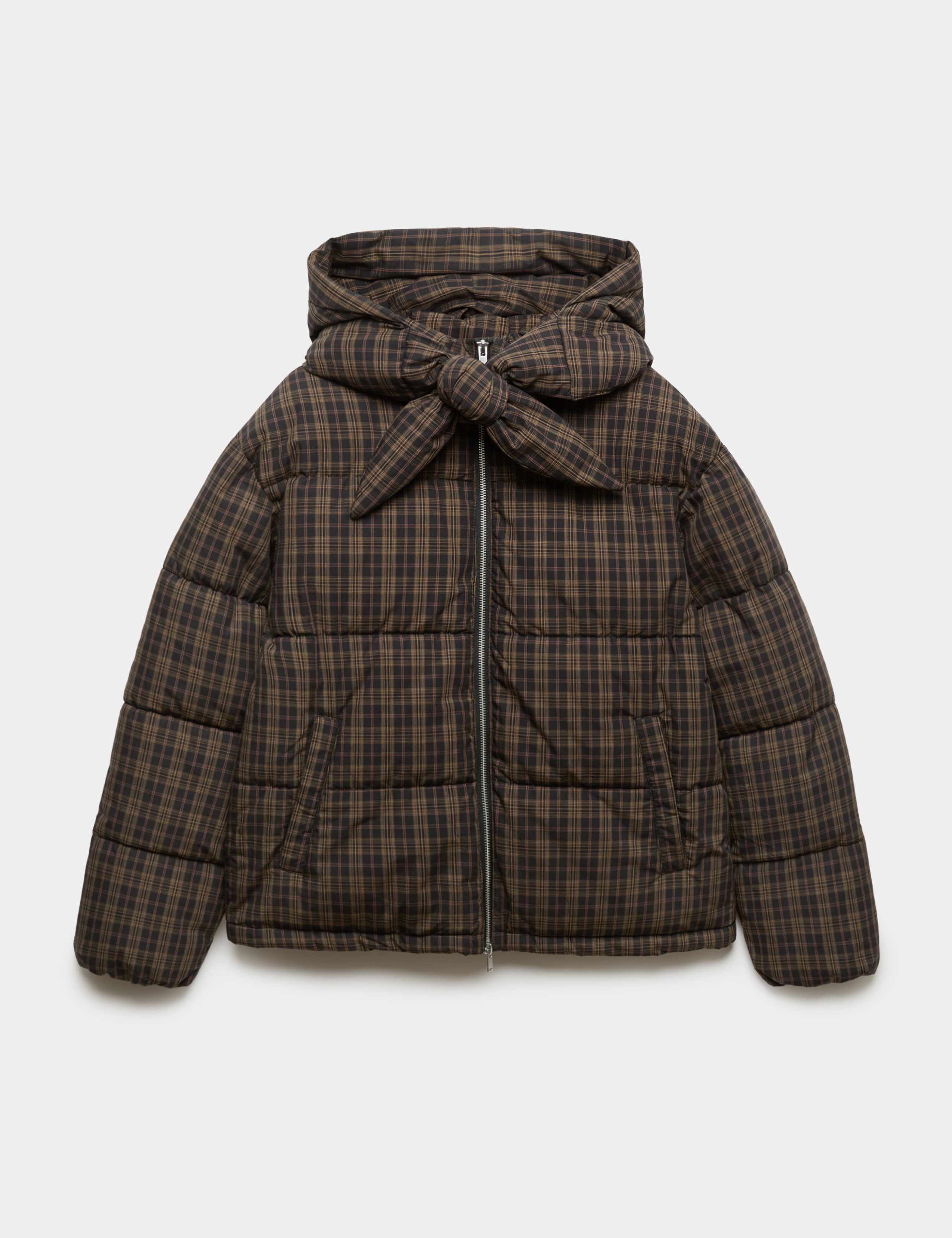 Checked Padded Hooded Puffer Jacket 2 of 7