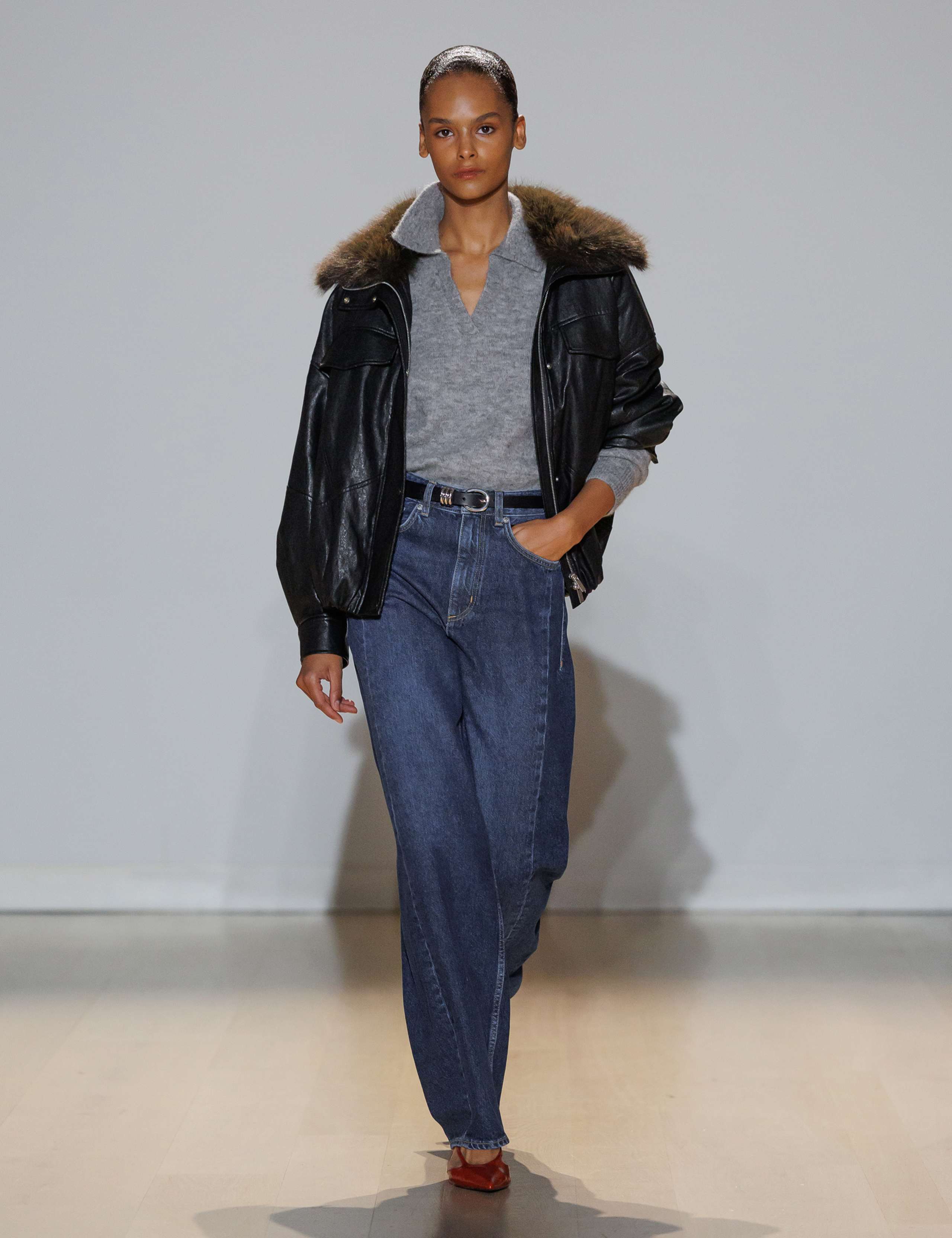 Faux Leather Faux Fur Relaxed Jacket 1 of 10