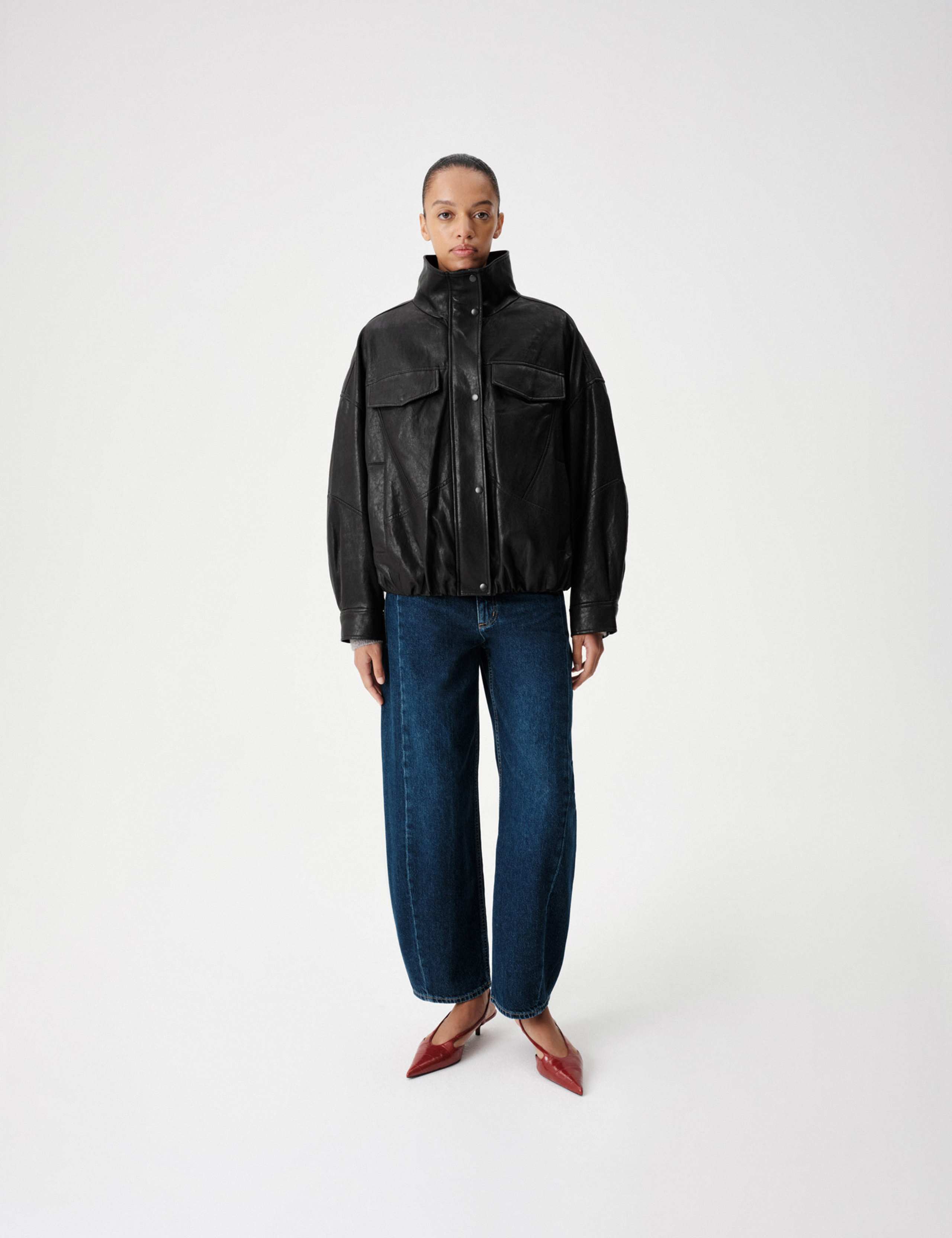 Faux Leather Faux Fur Relaxed Jacket 4 of 10