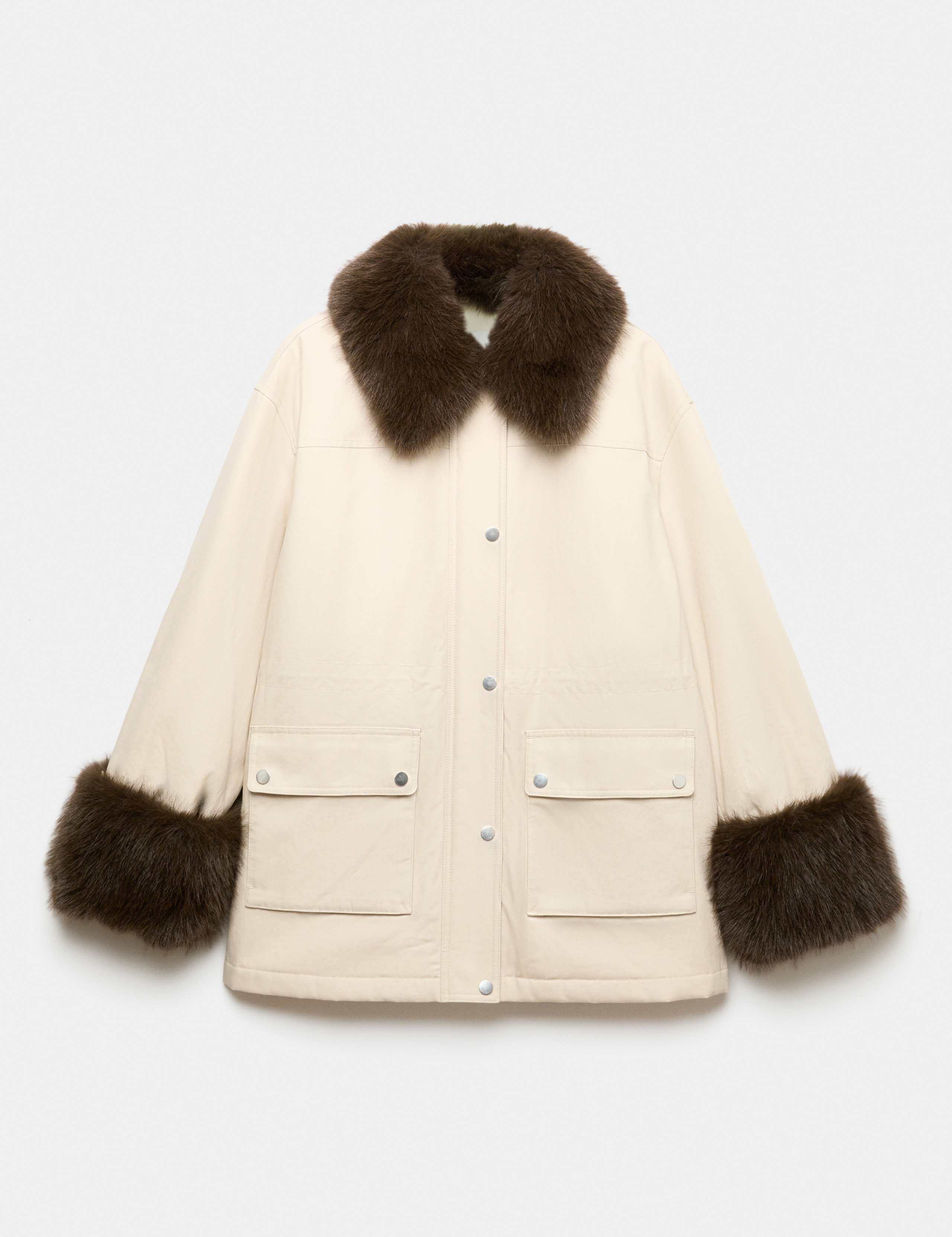 Pure Cotton Waisted Faux Fur Trim Parka 2 of 6