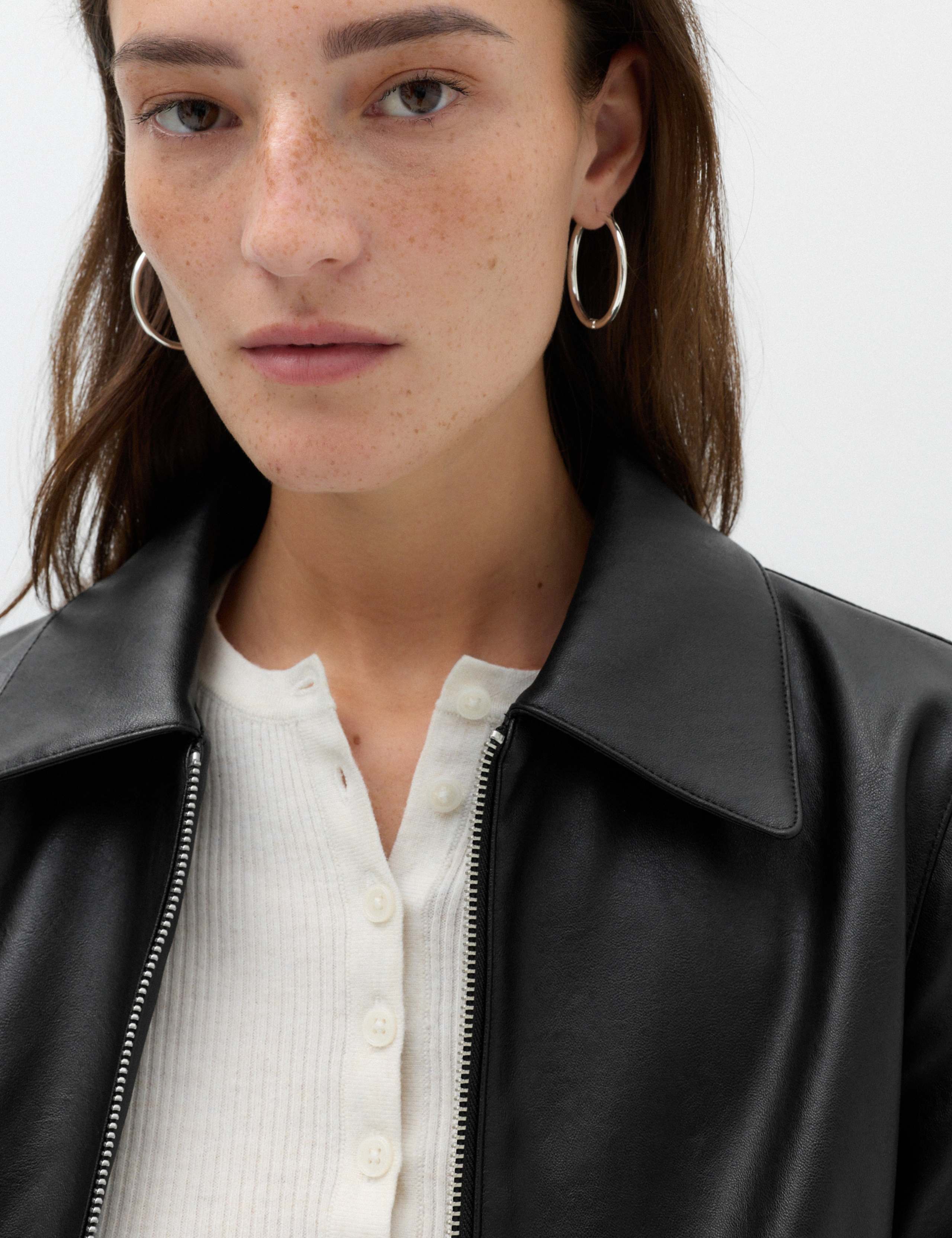 Faux Leather Zip Through Harrington Jacket 3 of 6